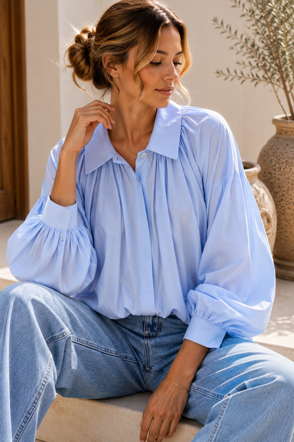 Ballonbluse „Vittoria“ – Made in Italy 🇮🇹  34-42 Basic Bluse