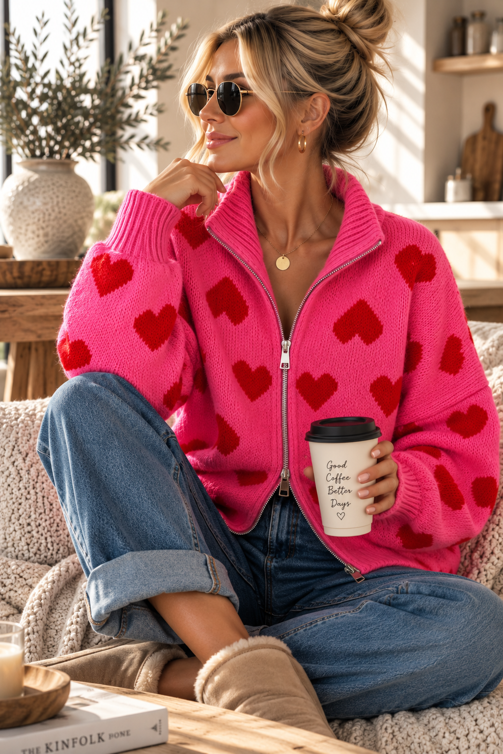 Strickjacke „Herz / Heart“ – ST0081 | Made in Italy 34-44 Strickjacke