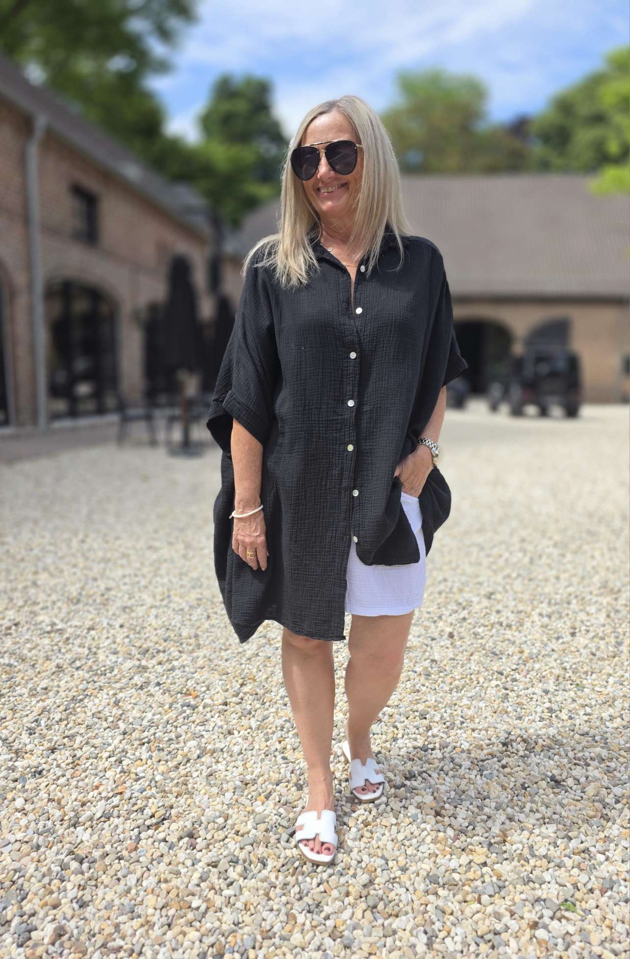 OVERSIZE MUSSELIN BLUSE SA COMA UNI MIDDI Made in Italy 34-46/48