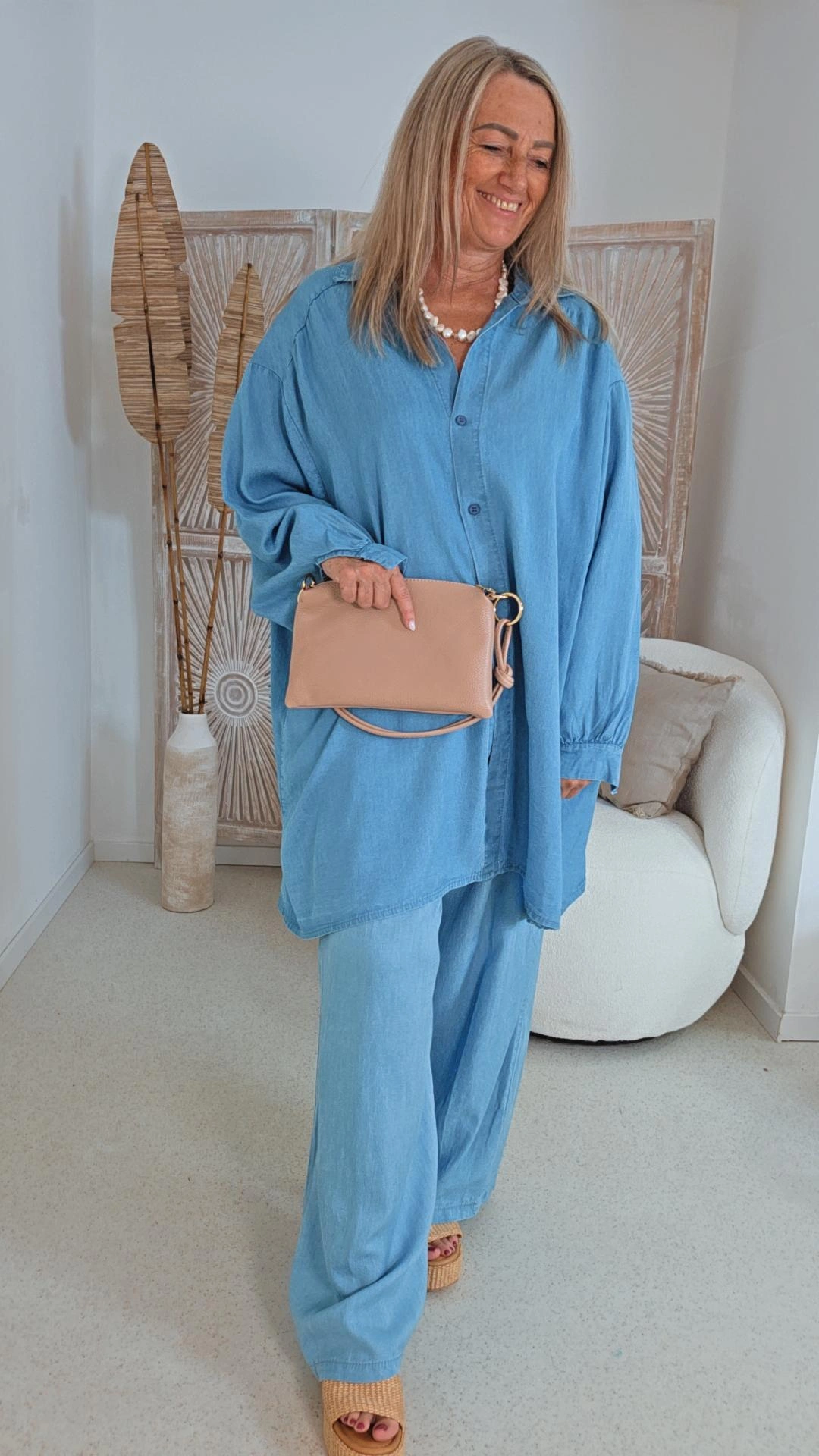 KIKI DENIM BLUSE Made in Italy 34-48/50