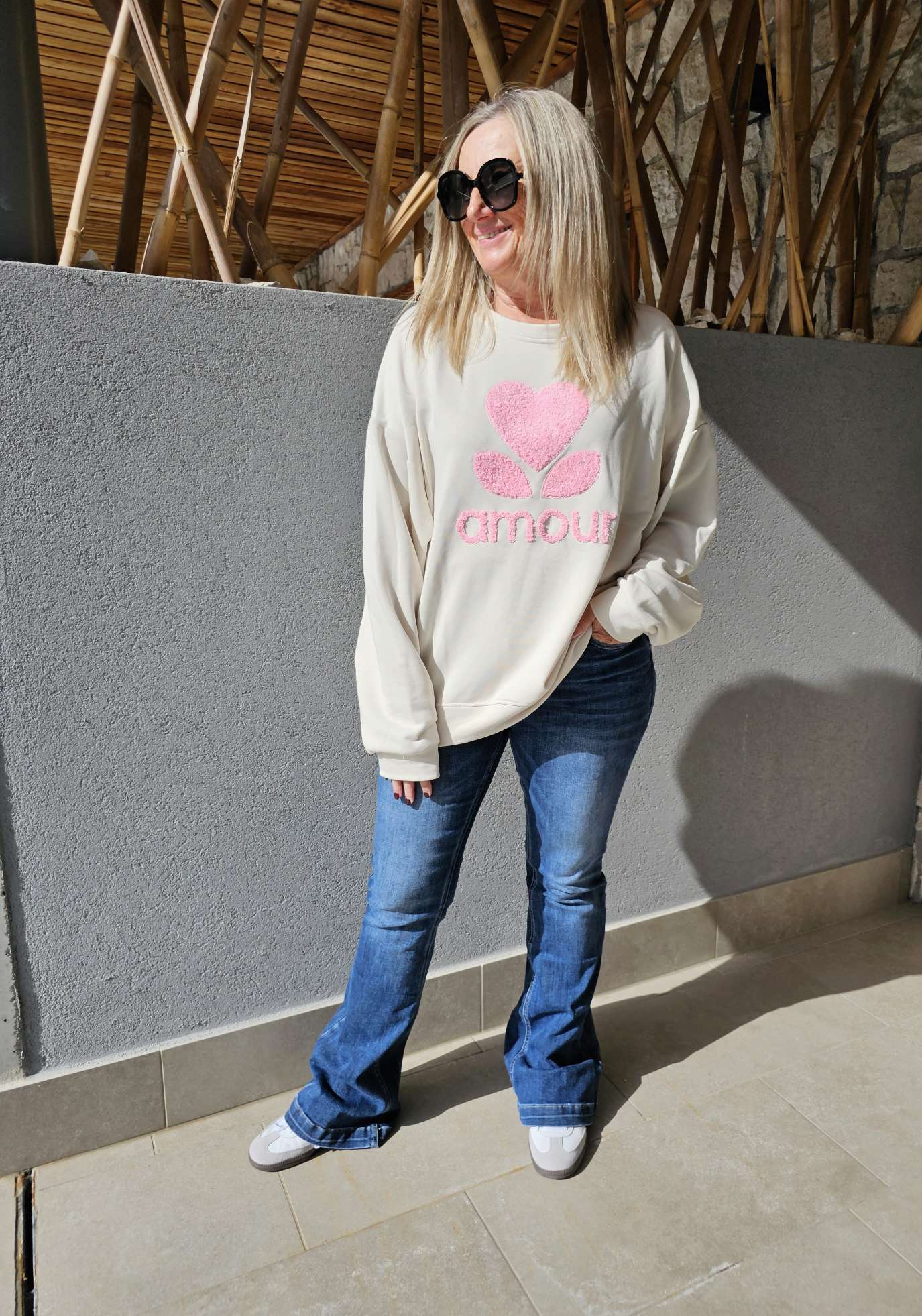 BASIC SWEATER AMOUR geflockt Made in Italy 34 - 42 BASIC SWEATER AMOUR geflockt Made in Italy 34 - 42