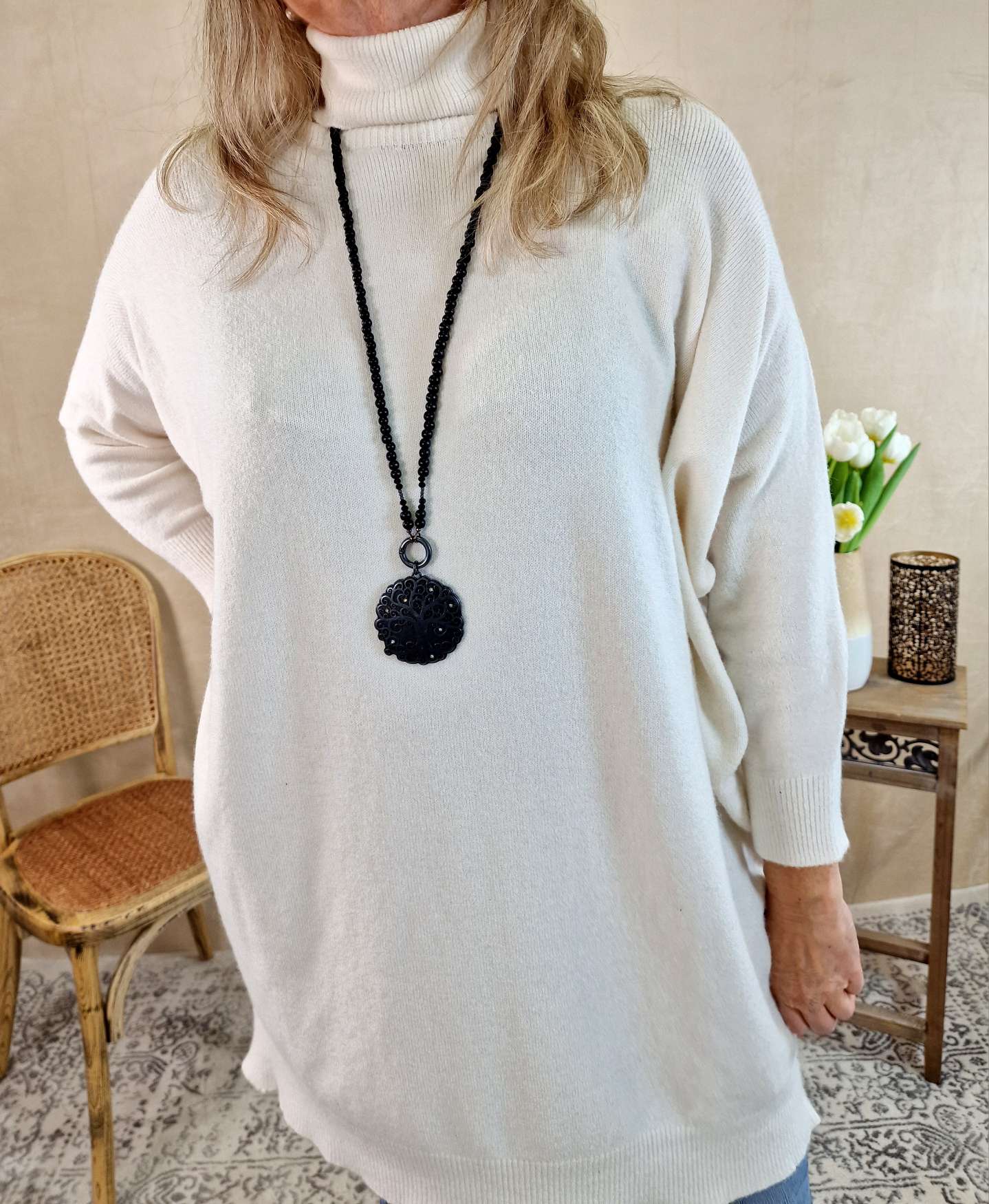 LIGHT KNIT DRESS EMILIA CREME 34-42 Made in Italy Strick Kleid Long Pullover LIGHT KNIT DRESS EMILIA CREME 34-42 Made in Italy Strick Kleid Long Pullover