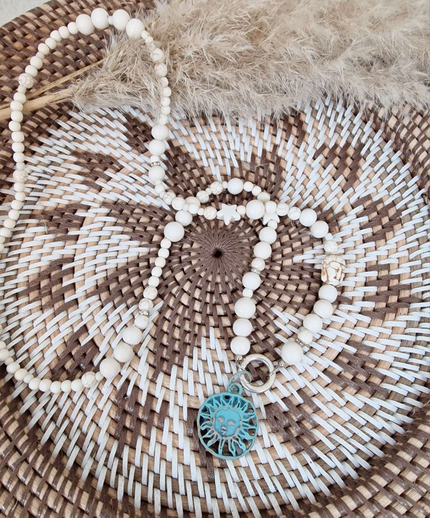 EXKLUSIVE LANGE KETTE BUDDHA OFFWHITE Silver Shiny SUNSHINE Türkis EXKLUSIVE LANGE KETTE BUDDHA OFFWHITE Silver Shiny SUNSHINE Türkis