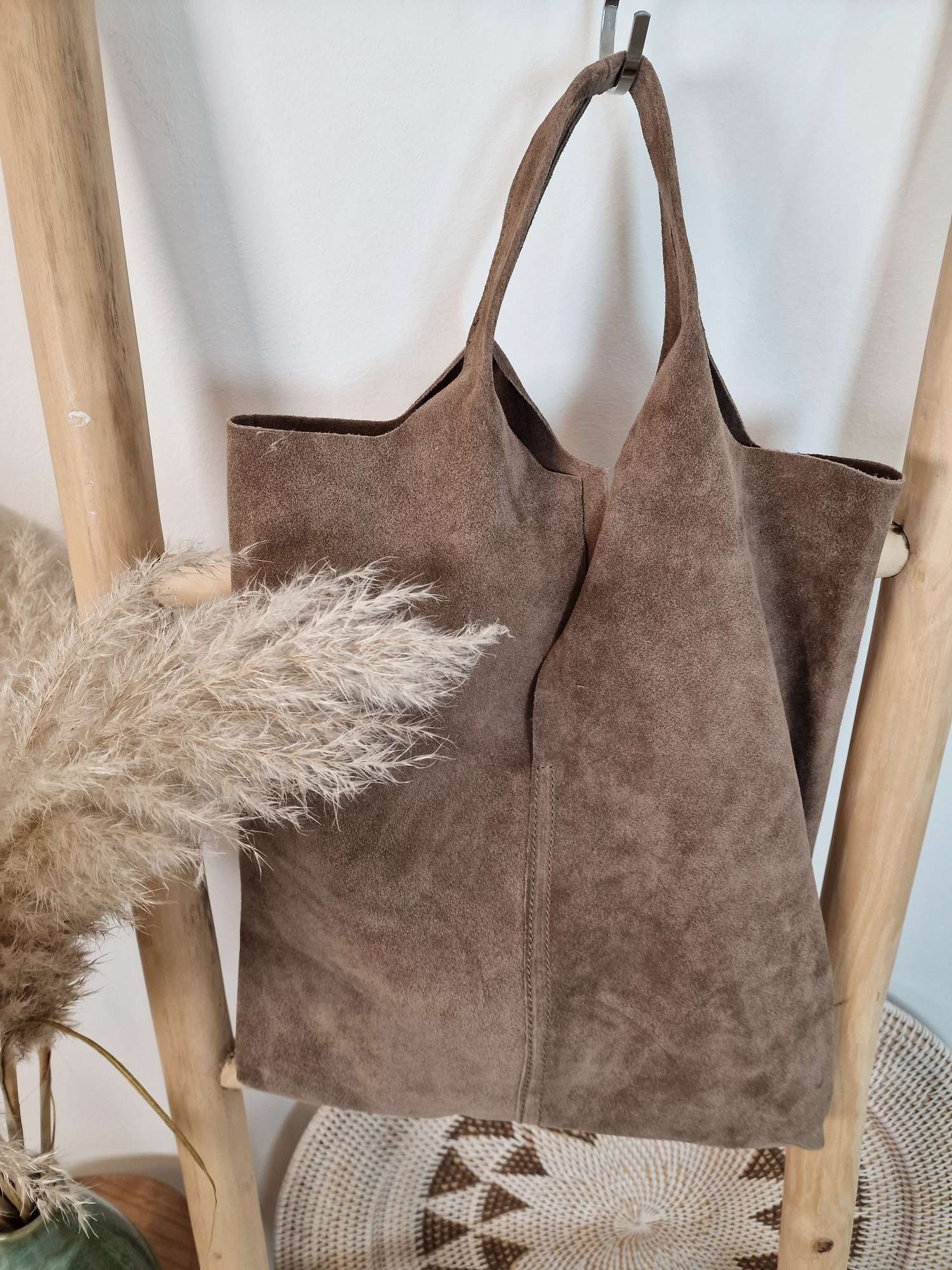 WILDLEDER SHOPPER ADELE TAUPE Made in Italy Echtleder Tasche Schultertasche