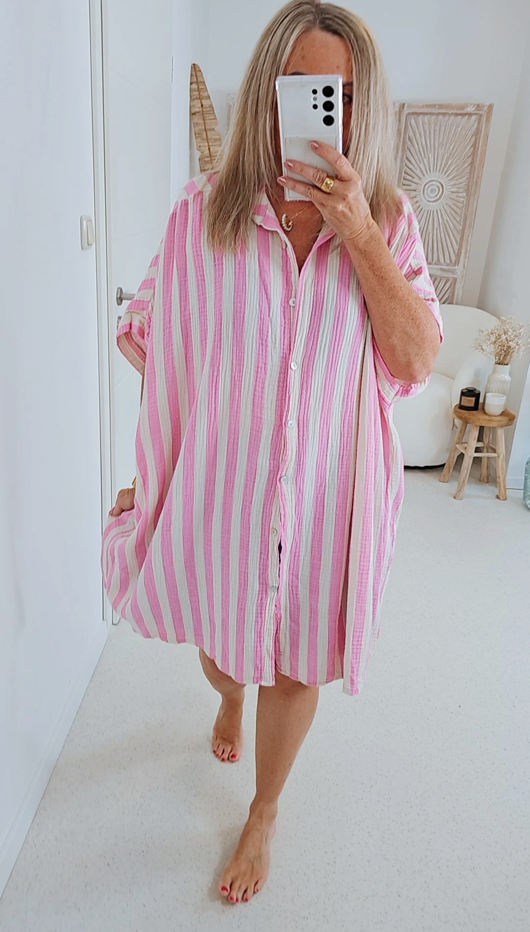OVERSIZE MUSSELIN BLUSE SA COMA MIDDI STREIFEN   Made in Italy 34-46/48 gestreift