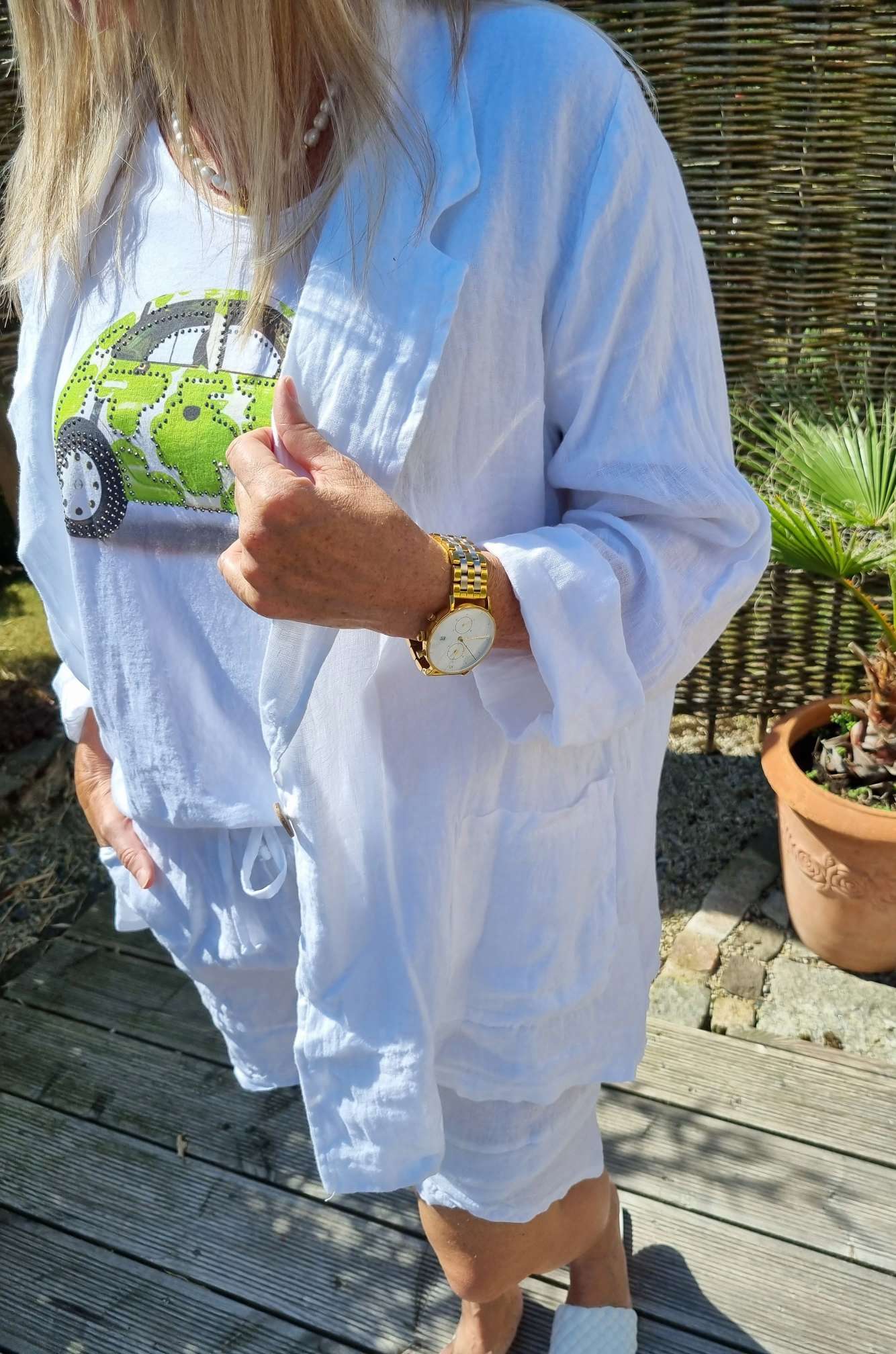 OVERSIZE LINEN BASIC BLAZER RIVA WEISS - Made in Italy Jacke Sakko Jacket LEINEN OVERSIZE LINEN BASIC BLAZER RIVA WEISS - Made in Italy Jacke Sakko Jacket LEINEN