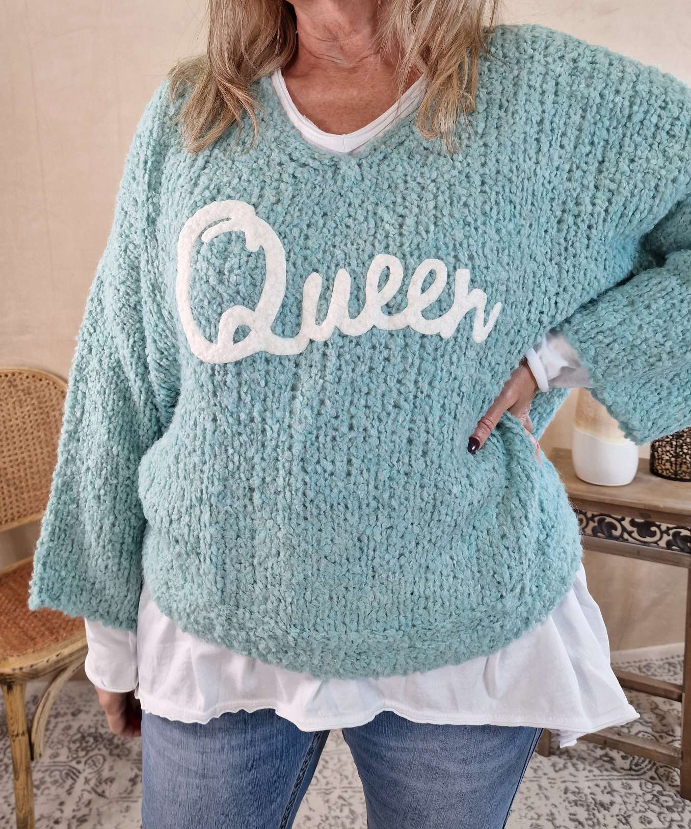 KNIT SWEATER QUEEN MINT 34-42 Made in Italy Strickpullover Pullover KNIT SWEATER QUEEN MINT 34-42 Made in Italy Strickpullover Pullover