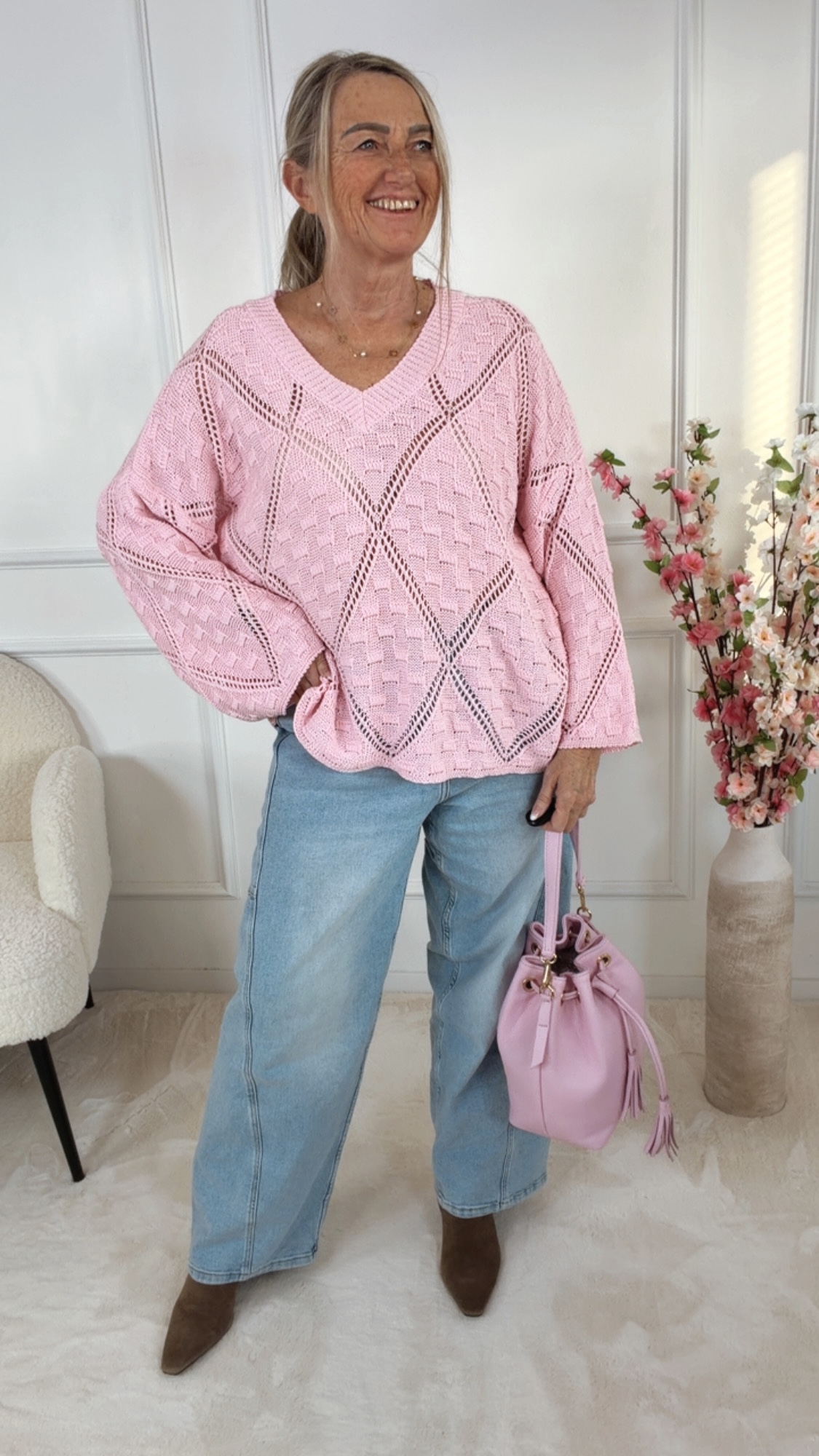 LOCHSTRICK PULLOVER LOREDALINA VENTO 34-44 Made in Italy