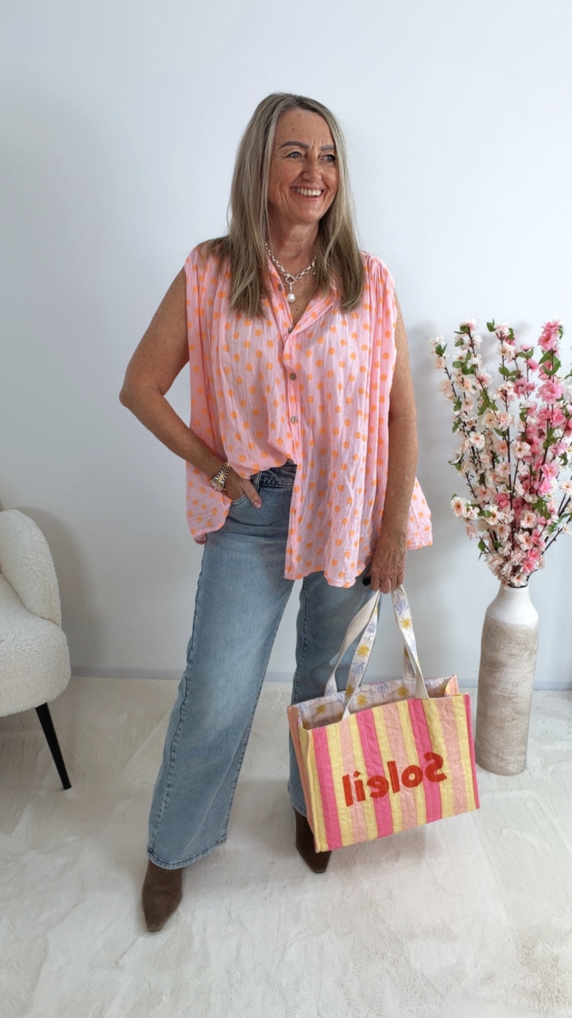 🍑✨ Bluse Pünktchen Zafirella Made in Itlay 34-42/44