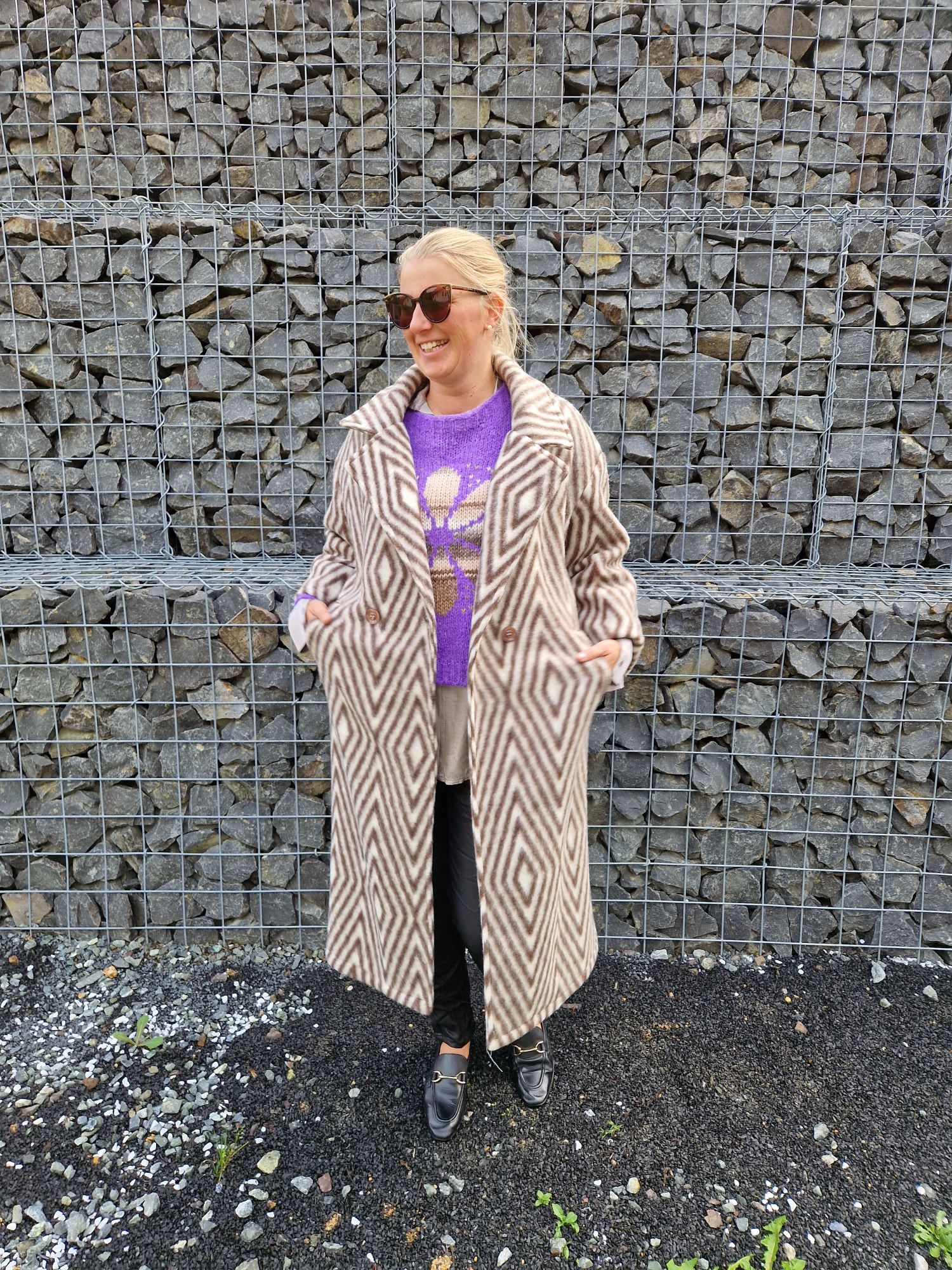 WOLL MANTEL MERLE STRIPES BRAUN 36-42 Made in Italy Winter Jacke Fleece Mantel COAT WOLL MANTEL MERLE STRIPES BRAUN 36-42 Made in Italy Winter Jacke Fleece Mantel COAT