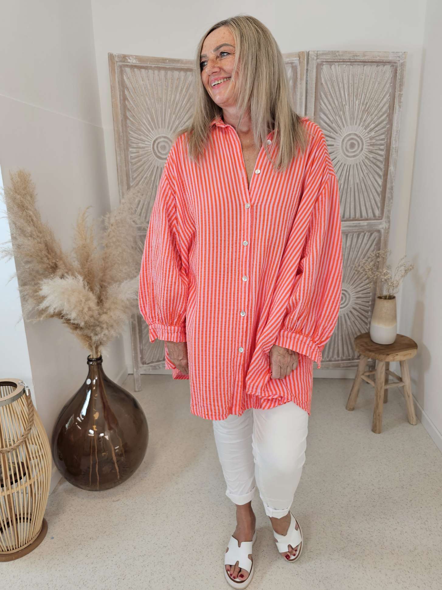 GESTREIFTE MUSSELIN BLUSE VALERIE 34-48 Made in Italy Shirt Hemd STRIPES