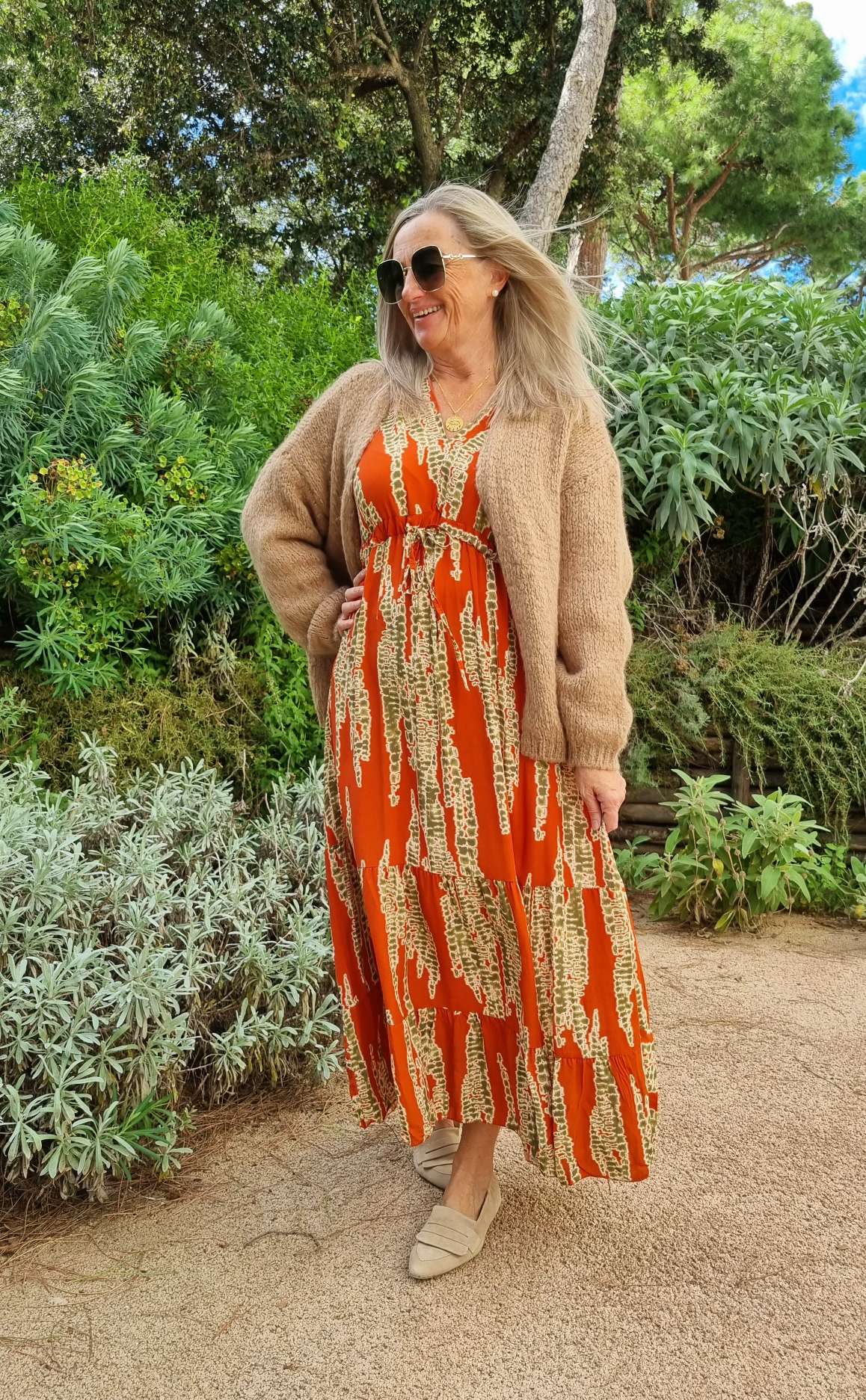 MAXI DRESS CORINNA ROT GRÜN 34-40 Made in Italy langes Kleid Tunikakleid MAXI DRESS CORINNA ROT GRÜN 34-40 Made in Italy langes Kleid Tunikakleid
