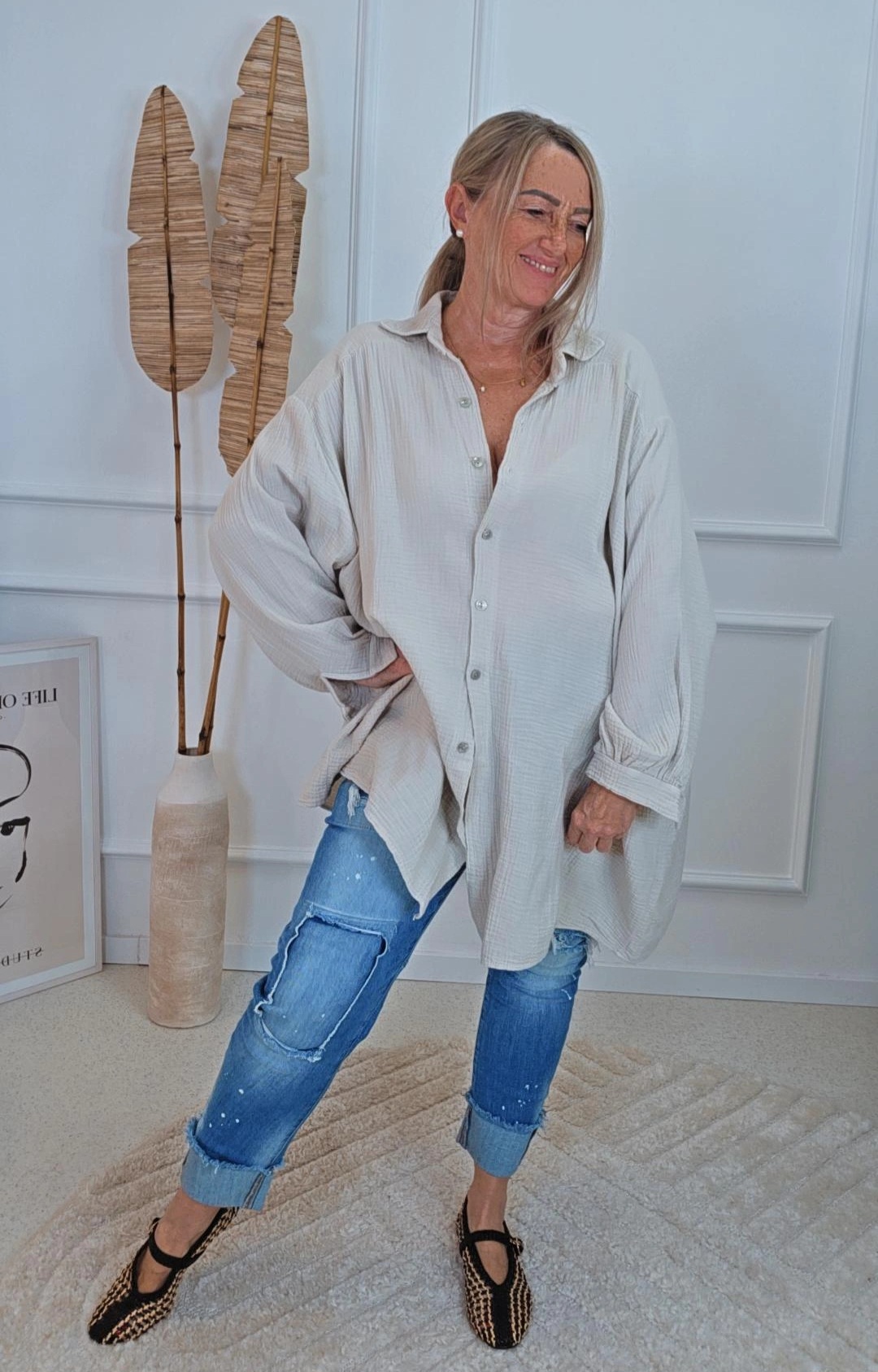MUSSELIN BLUSE VALERIA UNI Made in Italy 34-46