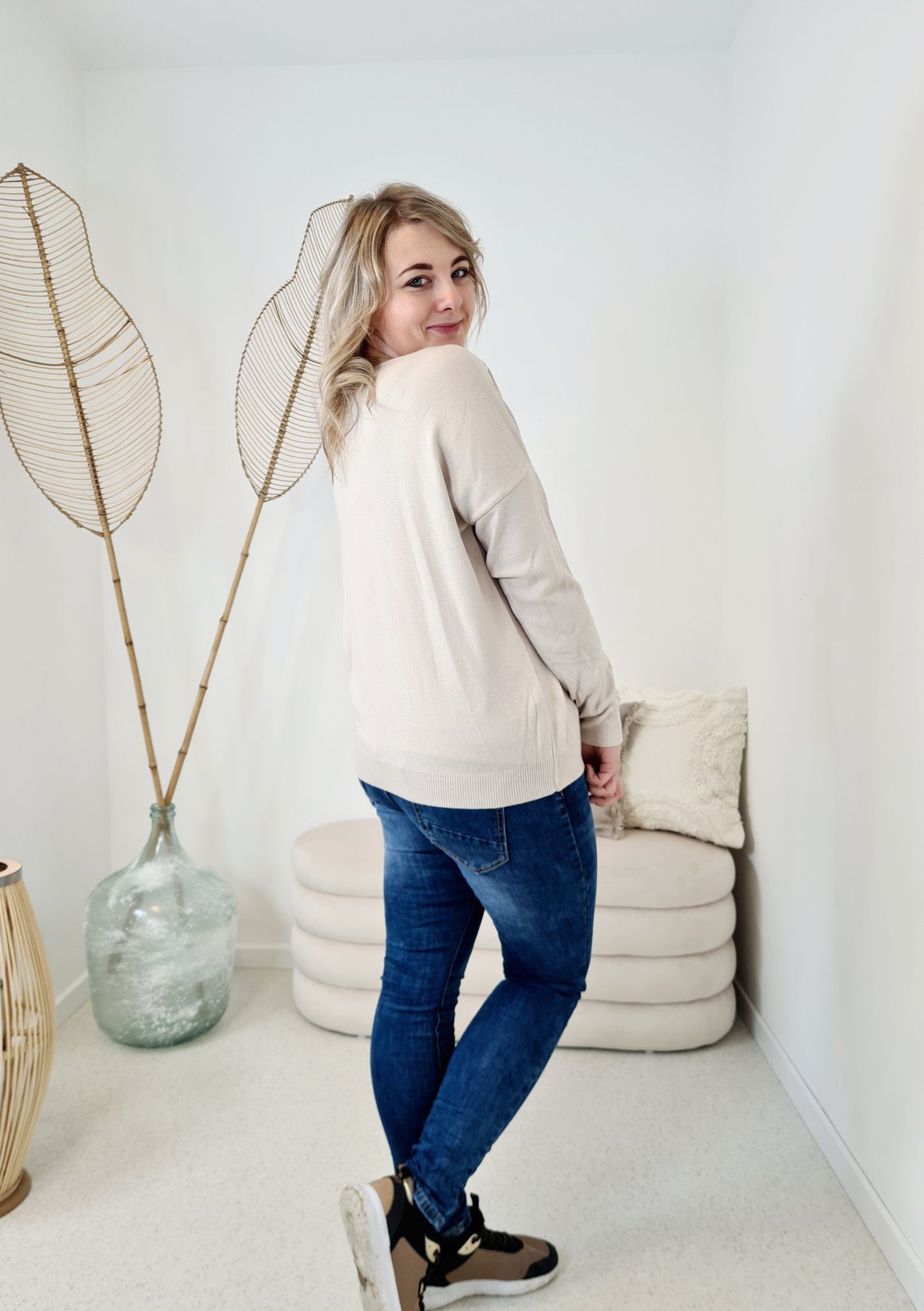 LONGSLEEVE SHIRT VANESSA LEO CREME 34-42 Made in Italy Langarm dünner Pullover LONGSLEEVE SHIRT VANESSA LEO CREME 34-42 Made in Italy Langarm dünner Pullover