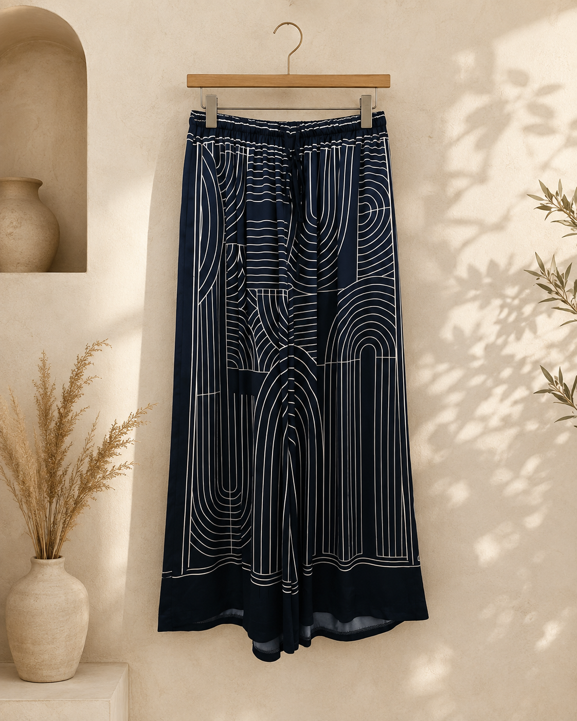Hose Zaira Seidenoptik mit Ornament-Print Made in Italy 34-44