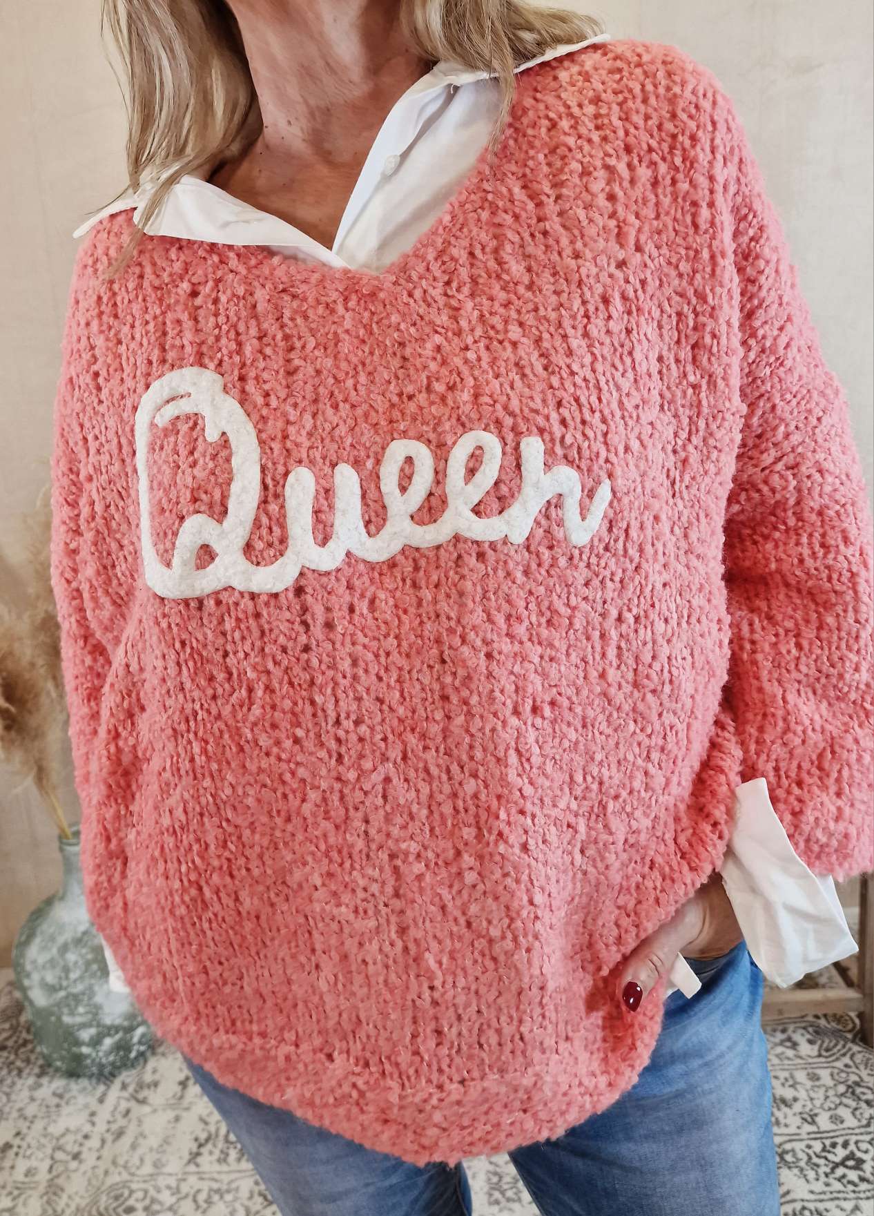 KNIT SWEATER QUEEN LACHS 34-42 Made in Italy Strickpullover Pullover