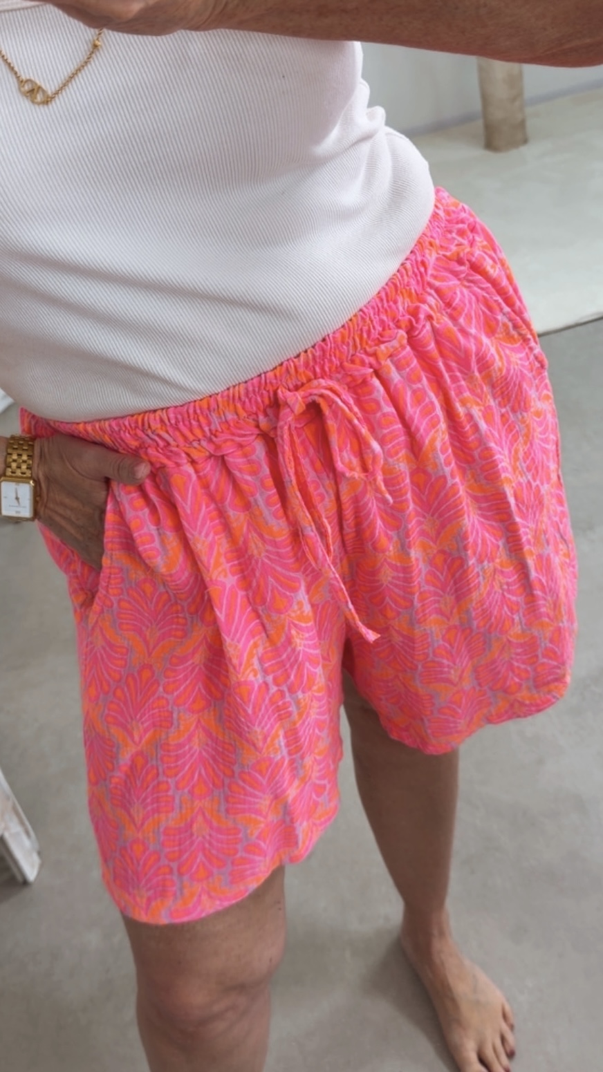 💖✨🌿 Musselin-Shorts Gina Fantasy-Muster Made in Itlay 34-42