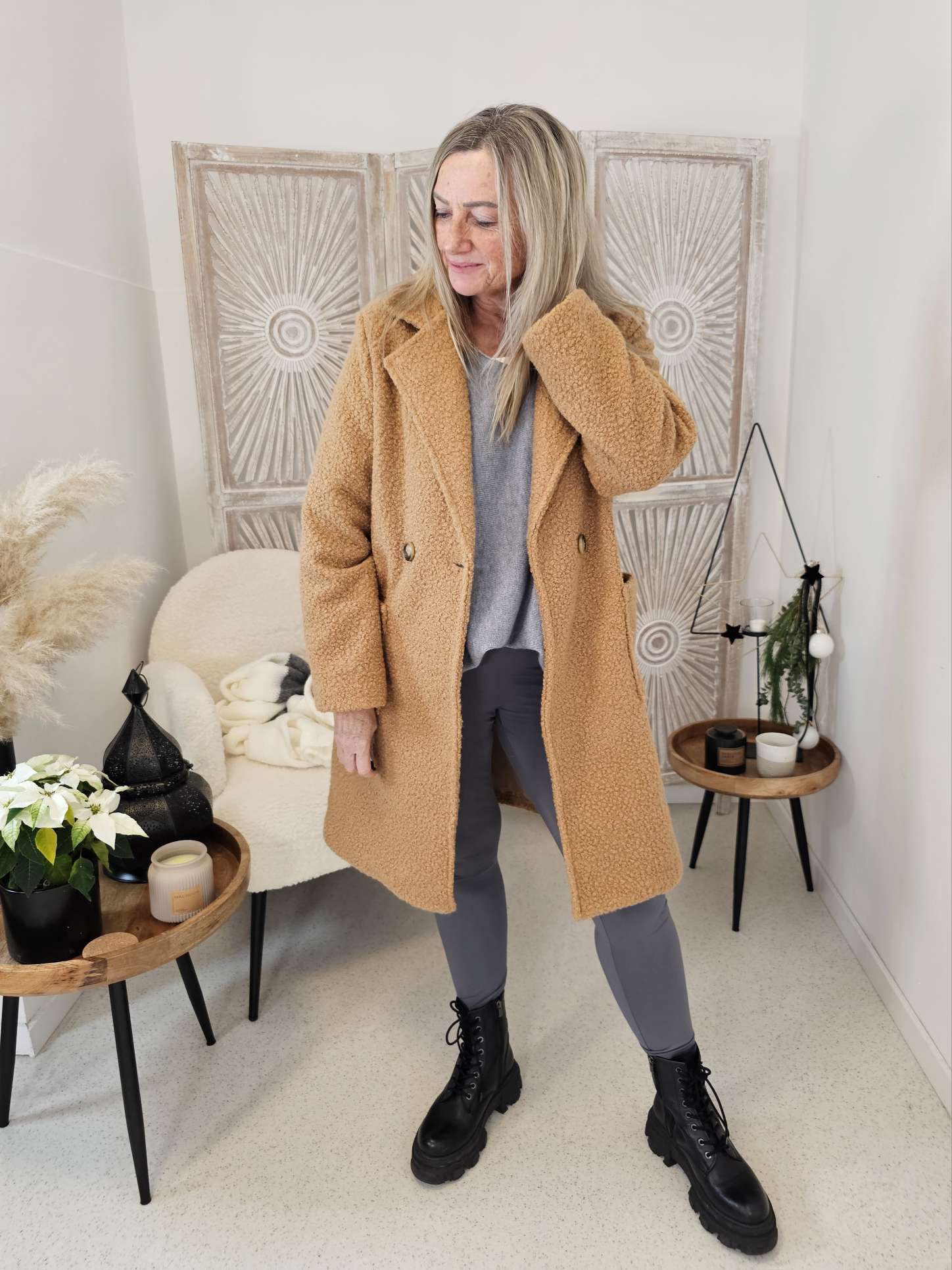 TREND COAT HENRY Made in Italy 34-40 Mantel Jacke Boucle Optik TREND COAT HENRY Made in Italy 34-40 Mantel Jacke Boucle Optik