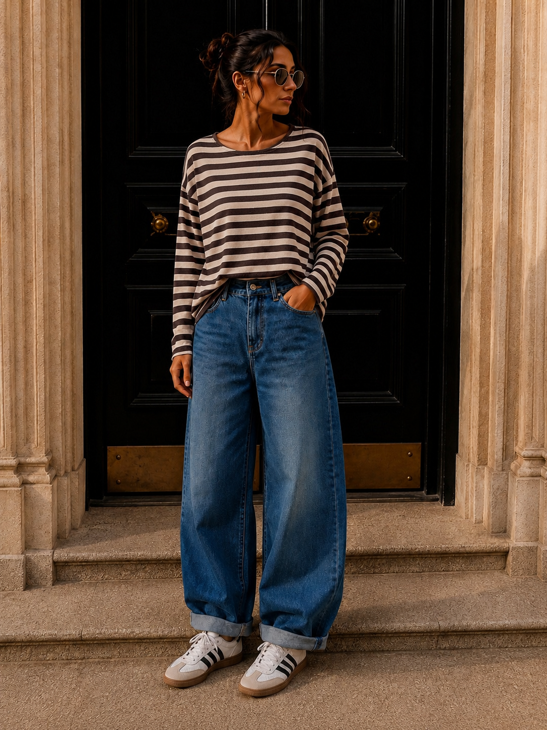 Longsleeve mit Streifen I LS0039 I Made in Italy 34-42
