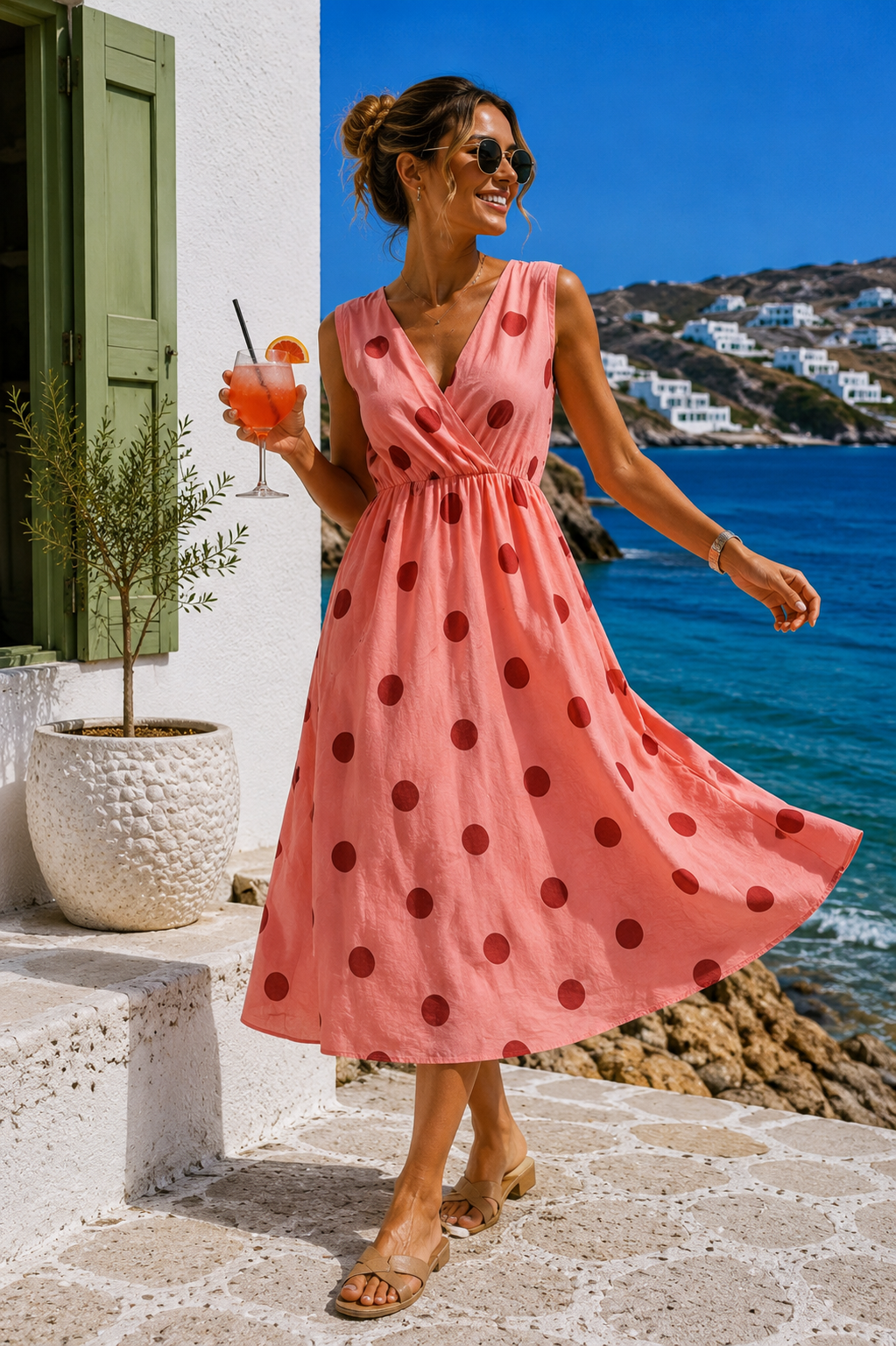 Maxi-Kleid Belladonna Polka Dots Made in Italy 34-42