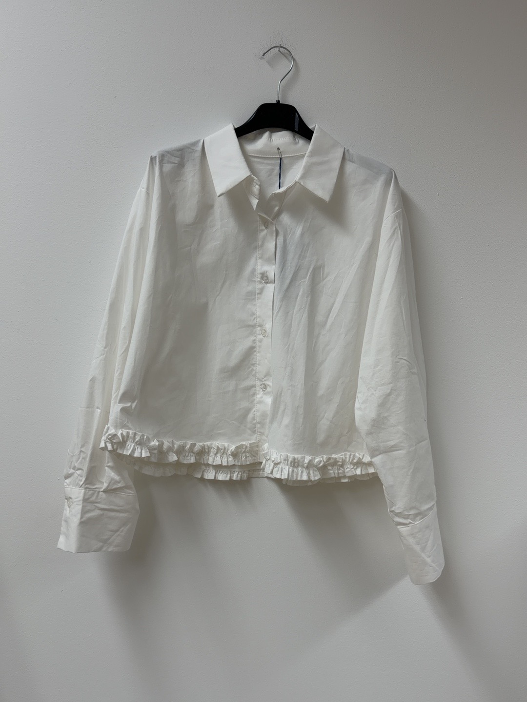 Baumwollbluse mit Rüschen I B0052 I Made in Italy 34-40