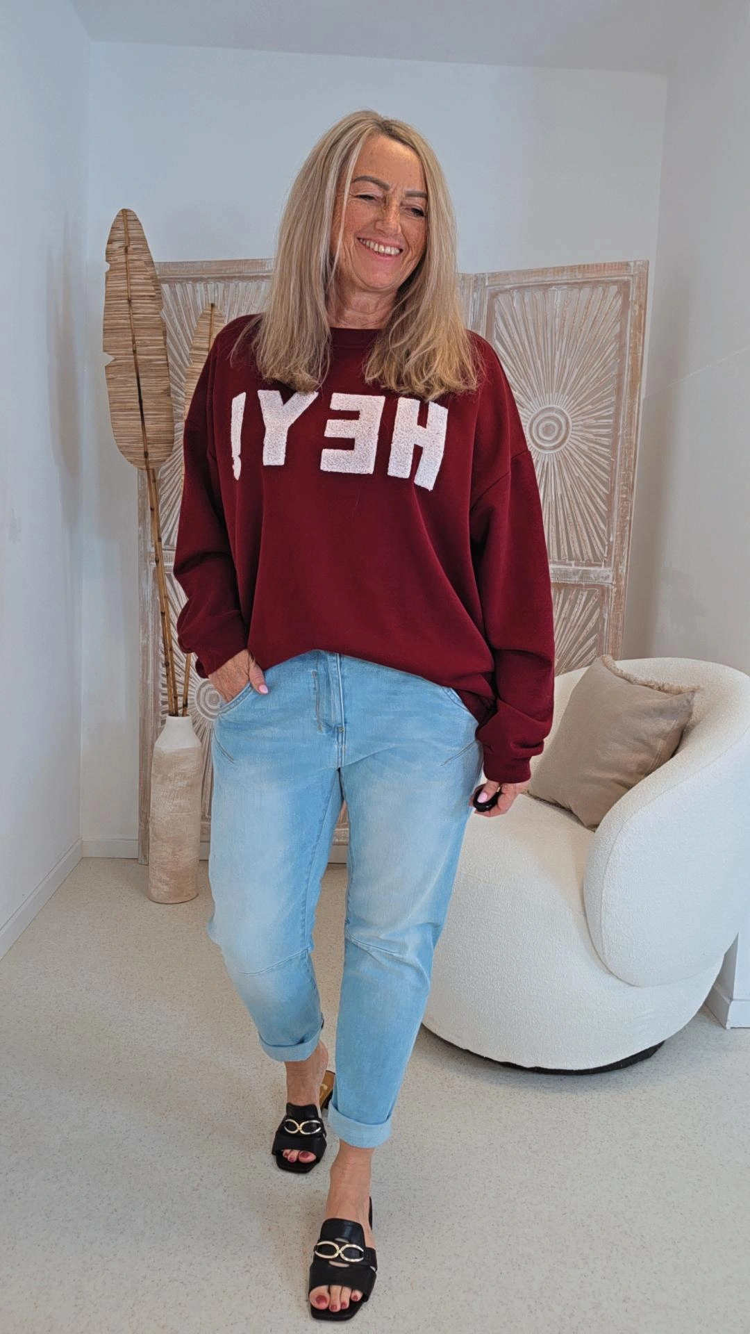 OVERSIZE SWEATER HEY Made in Italy 34-42/44 Langarm Sweatshirt