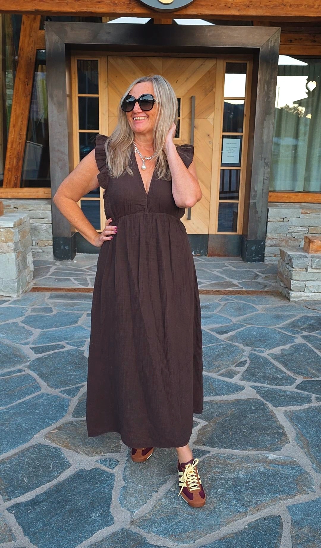 MUSSELIN KlEID ZOE BIANCO MIA 34 - 42 Made in Italy ärmellos Rüsche 