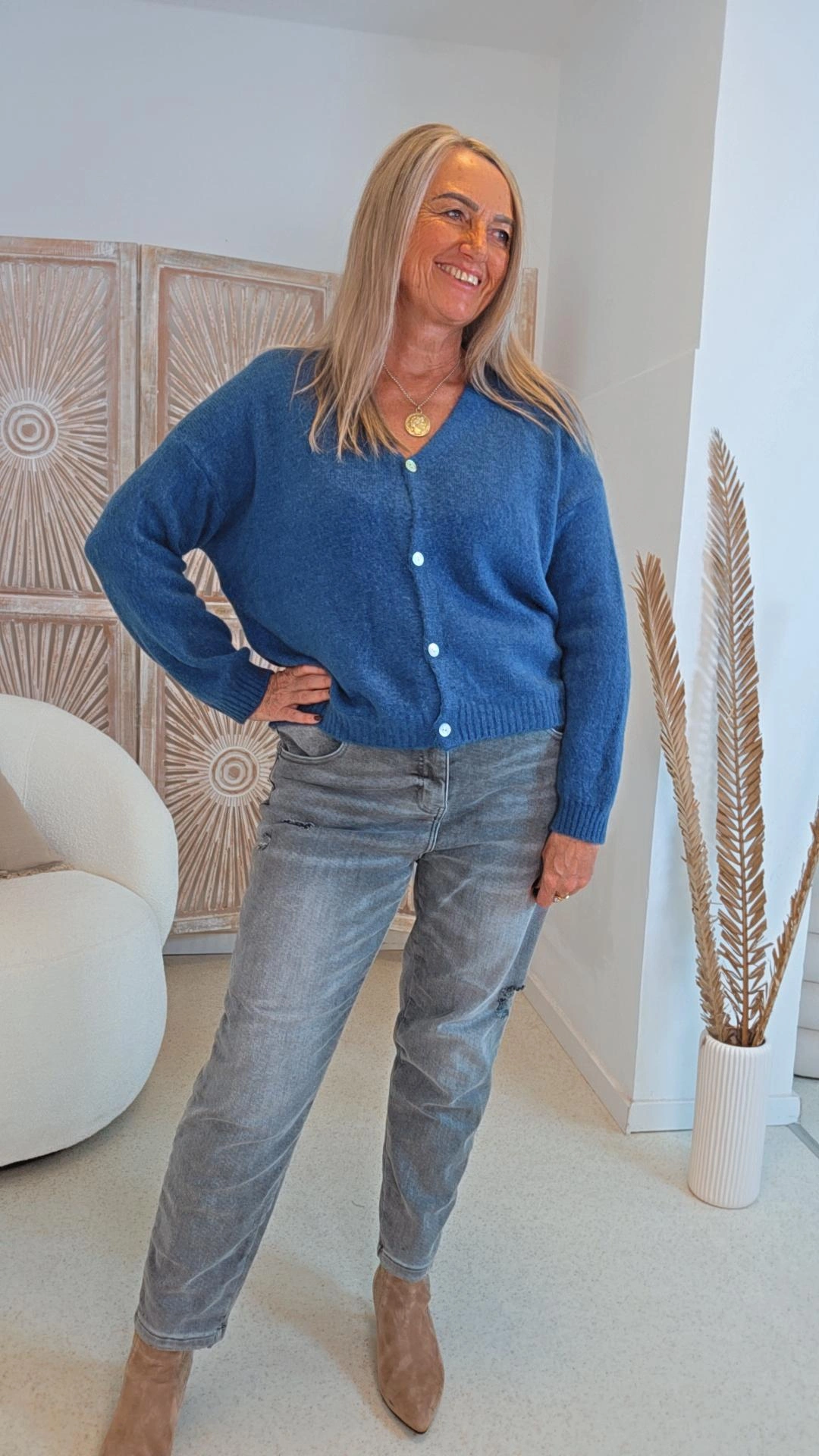 EDLER STRICK CARDIGAN OSLO Alpaka Strickjacke Made in Italy 34-42