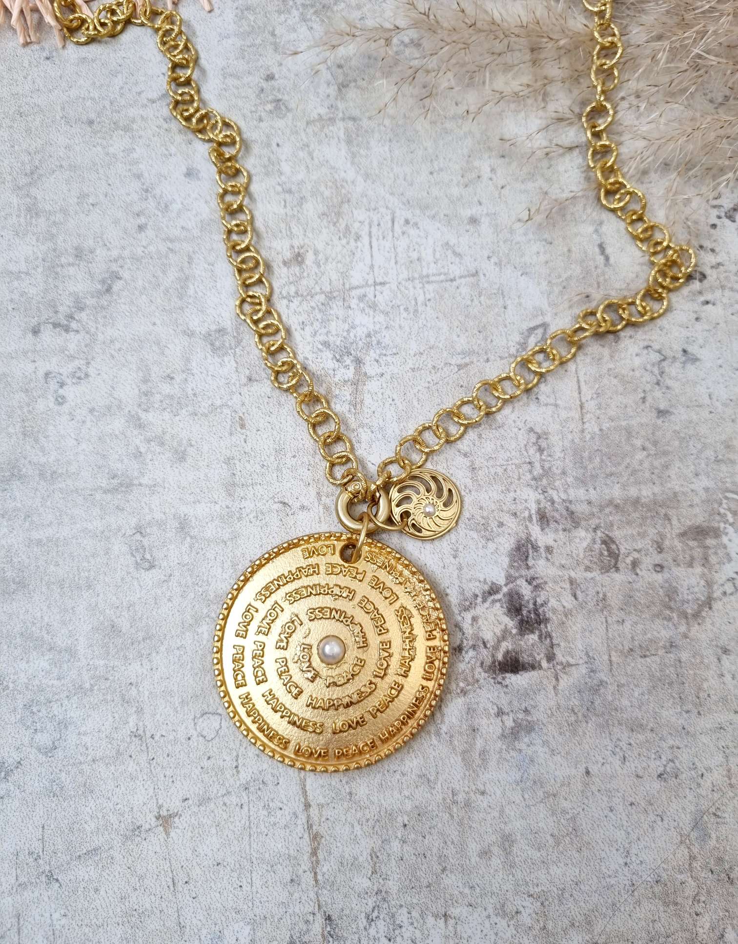 EXCLUSIVE GLIEDERKETTE HAPPINESS GOLD AMULETT BEAD Anhänger Halskette EXCLUSIVE GLIEDERKETTE HAPPINESS GOLD AMULETT BEAD Anhänger Halskette
