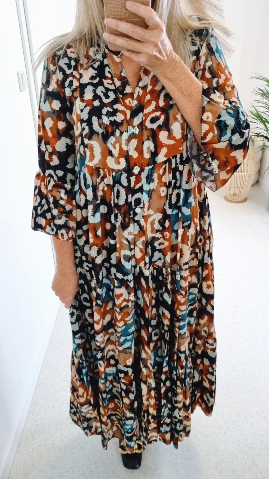 MAXI TUNIKA DRESS SAFARI PETROL 34-42 Made in Italy langes Kleid Hängerchen Tunikakleid MAXI TUNIKA DRESS SAFARI PETROL 34-42 Made in Italy langes Kleid Hängerchen Tunikakleid