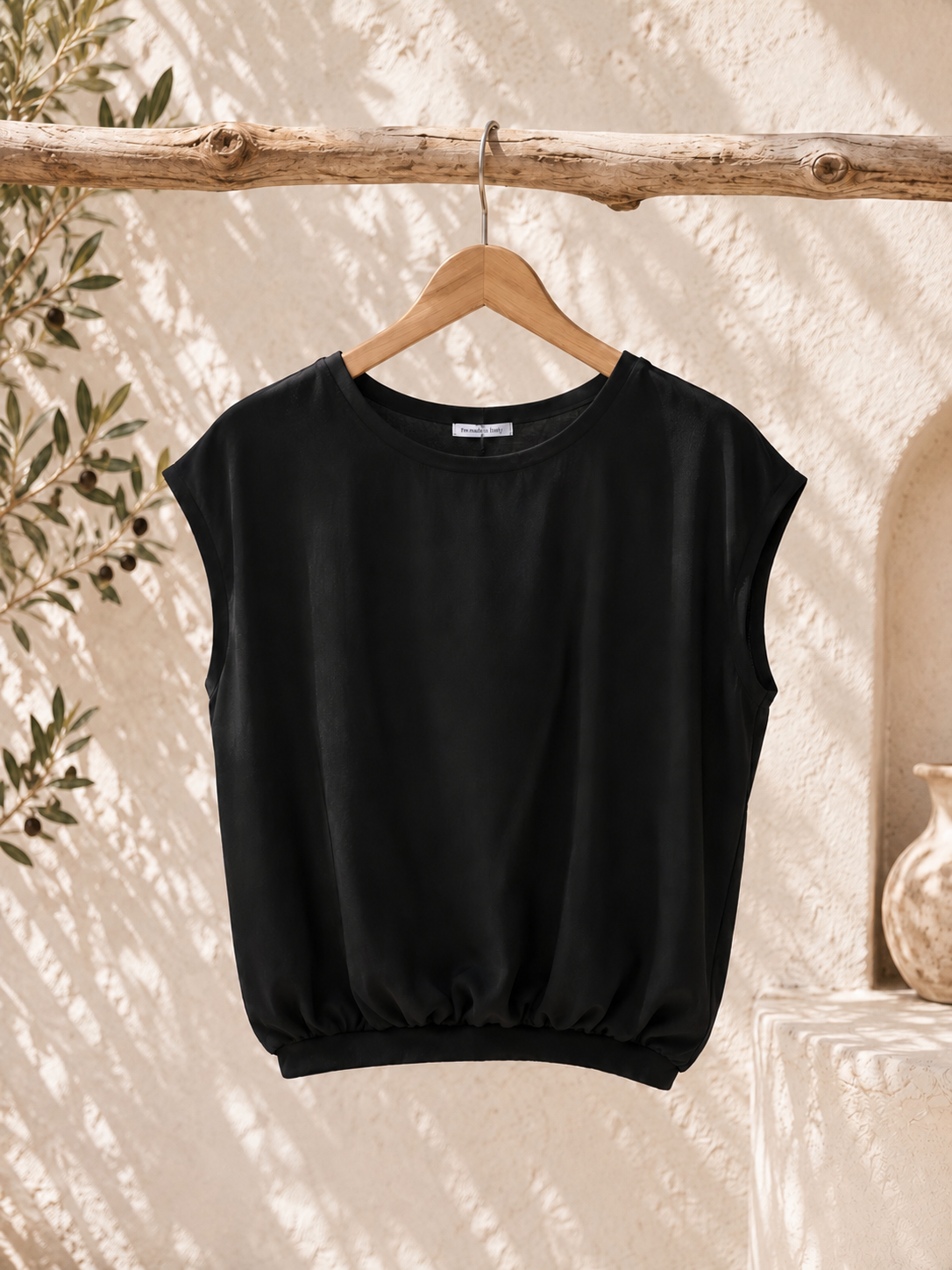 Basic T-Shirt Annalisa mit Gummibund Uni Made in Italy 34-40/42