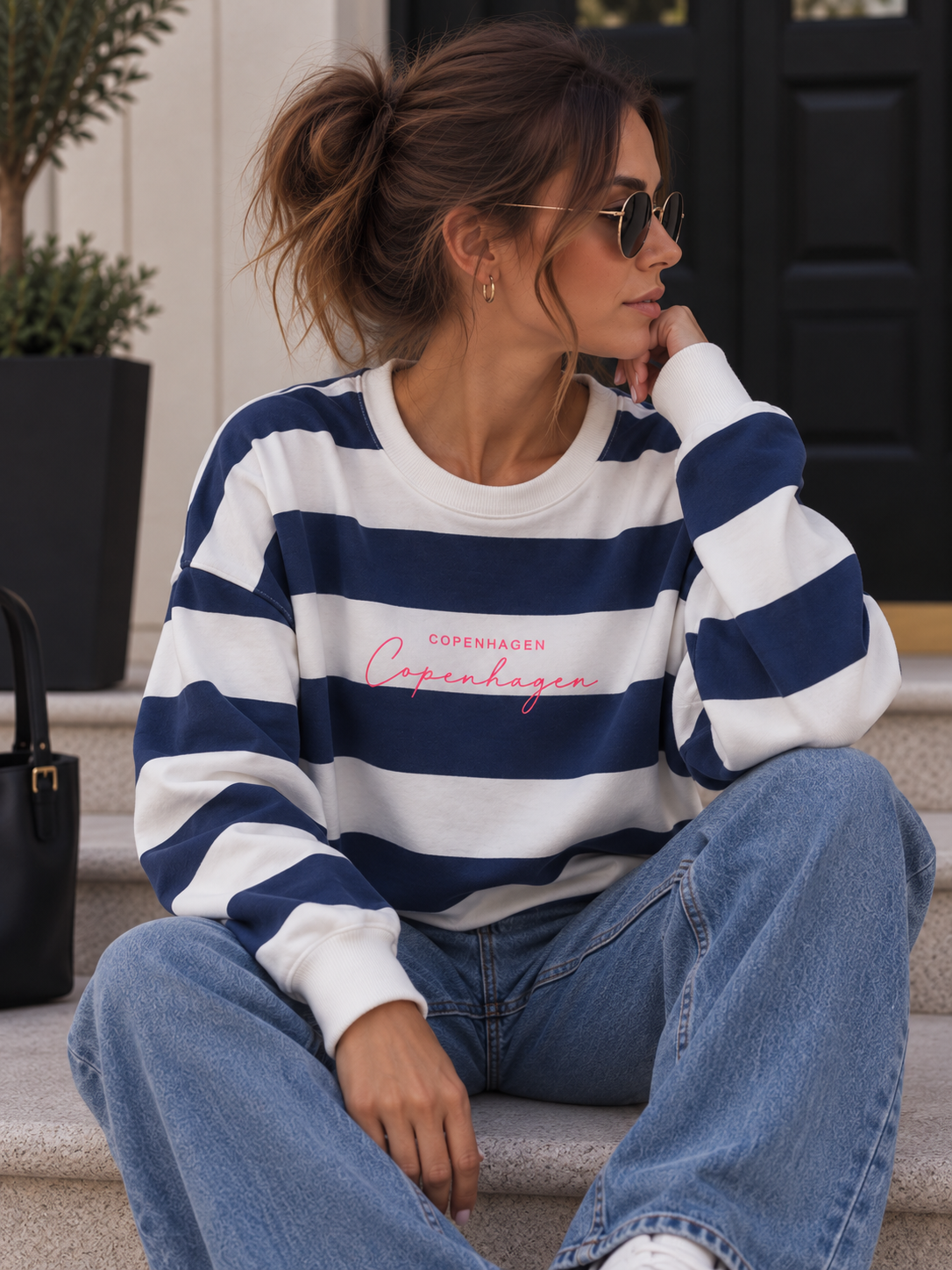 Sweatshirt Copenhagen Blockstreifen I NO. SW0072 I lässiger Oversize-Look I Made in Italy 34-42/44