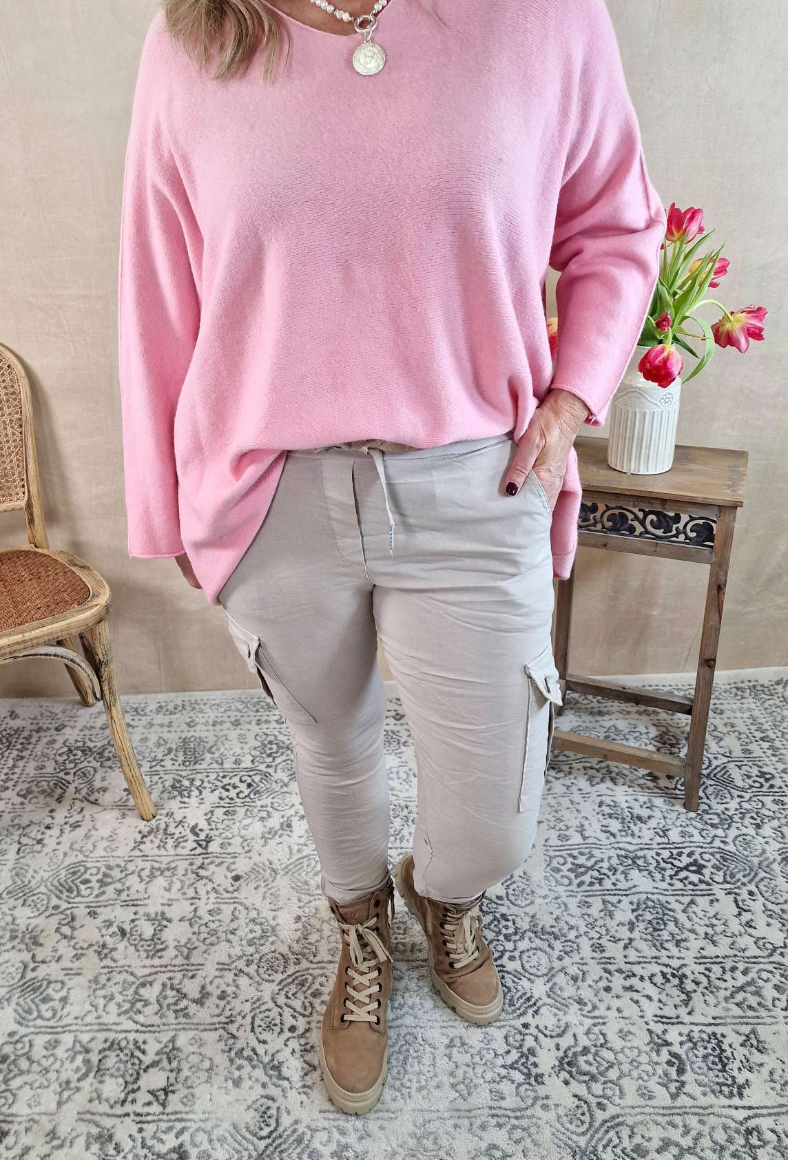 CARGO PANT RICCA BEIGE Made in Italy Cargo Hose Jogpant 34-42 Freizeithose CARGO PANT RICCA BEIGE Made in Italy Cargo Hose Jogpant 34-42 Freizeithose