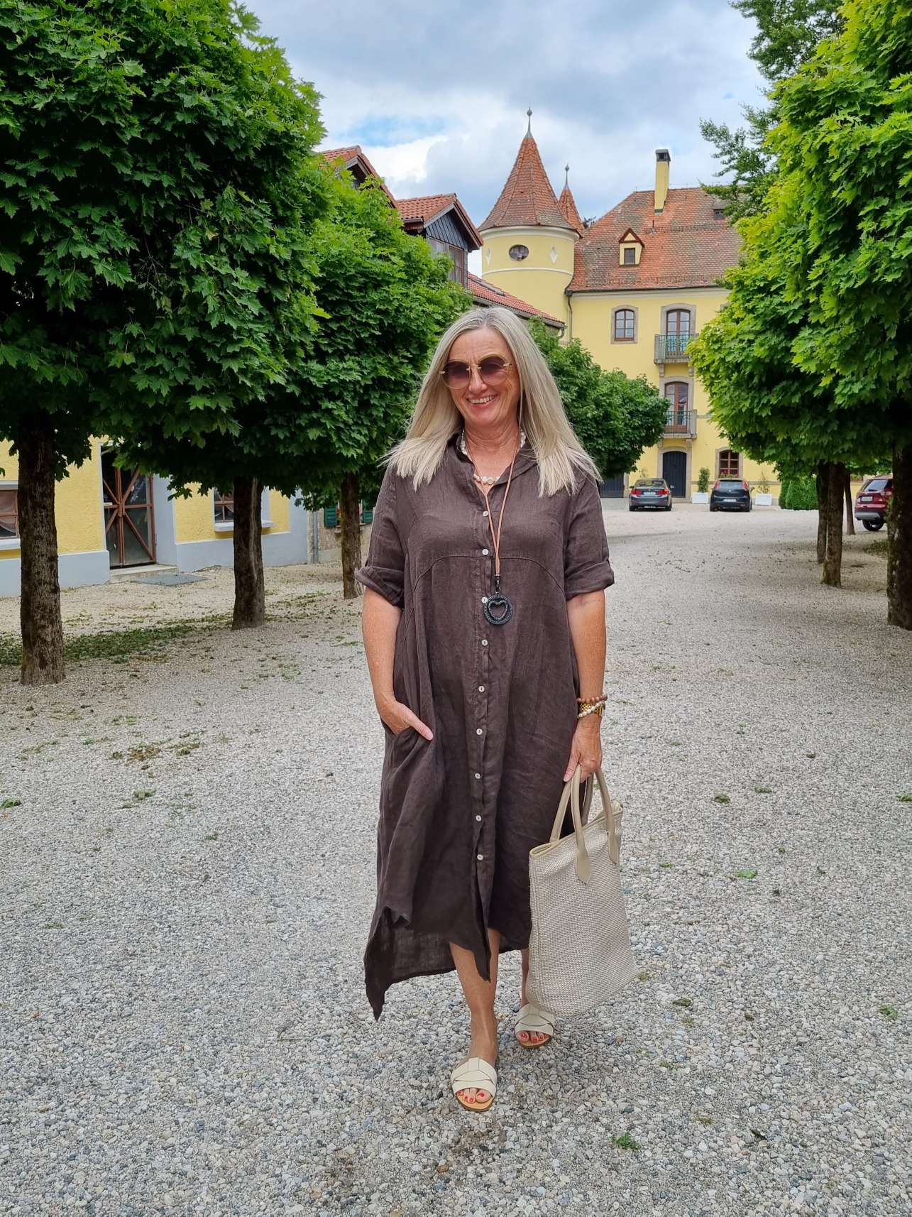 LINEN DESS WILMA BRAUN 34-42 Made in Italy Leinen Kleid Long Bluse Mantel LINEN DESS WILMA BRAUN 34-42 Made in Italy Leinen Kleid Long Bluse Mantel