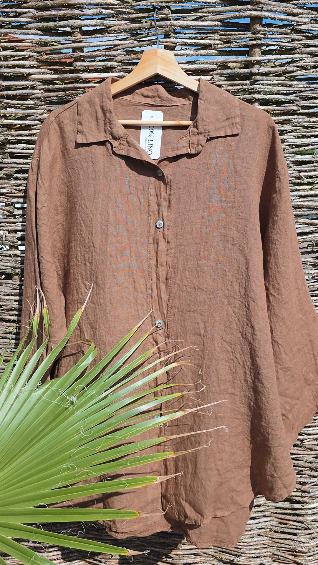LINEN BLOUSE CRISTINA UNI Made in Italy 34-46/48 Leinen Bluse