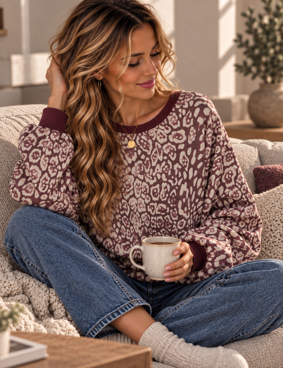 Leo Sweatshirt – butterweich & lässig | Made in Italy 🐆🤎 SW0102 Gr 34-42