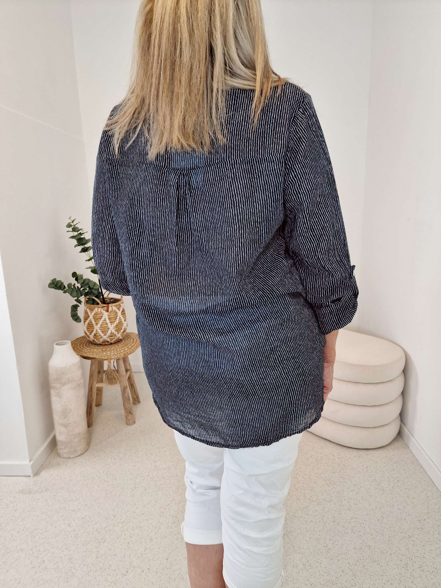 ZARTE STREIFEN BLUSE BERLIN SCHWARZ 34-40 langarm Bluse Shirt ZARTE STREIFEN BLUSE BERLIN SCHWARZ 34-40 langarm Bluse Shirt