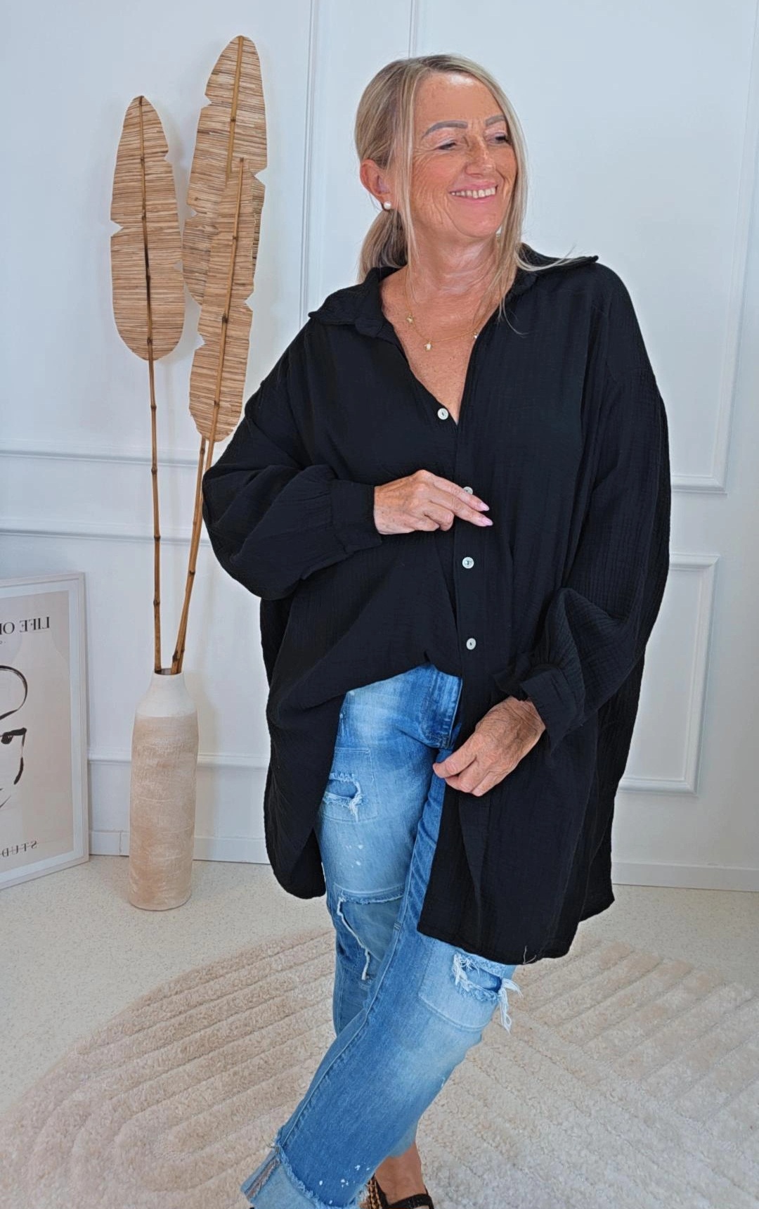 MUSSELIN BLUSE VALERIA UNI Made in Italy 34-46