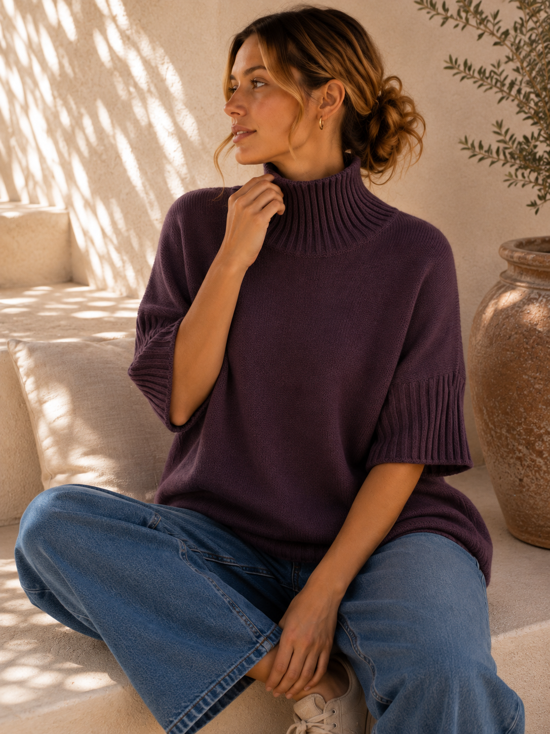 Strickpullover mit Stehkragen & Rippenstrick I NO. SP0017 I Made in Italy 34-42/44