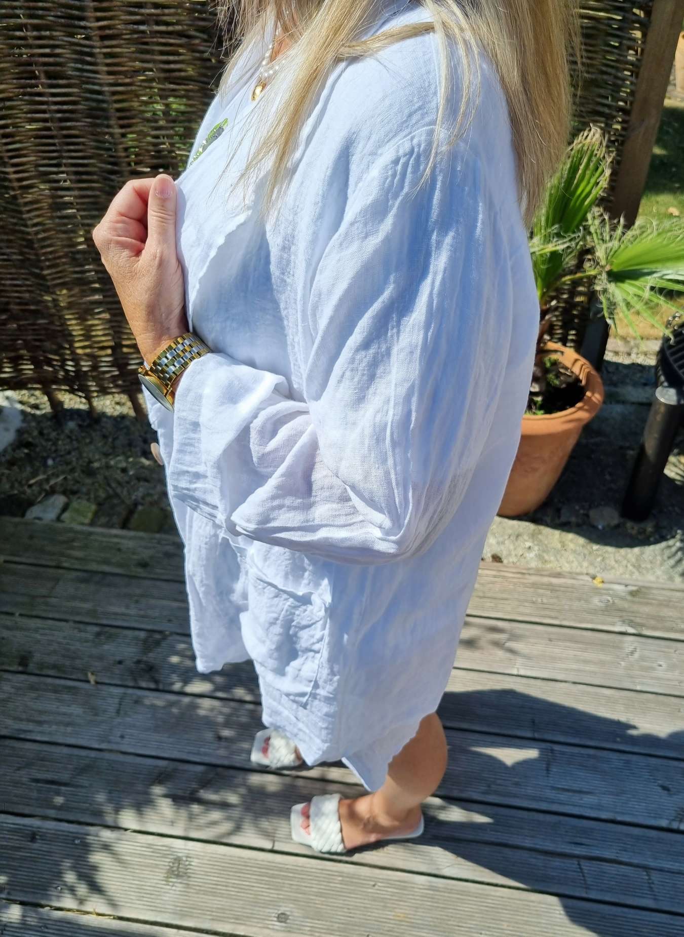 OVERSIZE LINEN BASIC BLAZER RIVA WEISS - Made in Italy Jacke Sakko Jacket LEINEN OVERSIZE LINEN BASIC BLAZER RIVA WEISS - Made in Italy Jacke Sakko Jacket LEINEN
