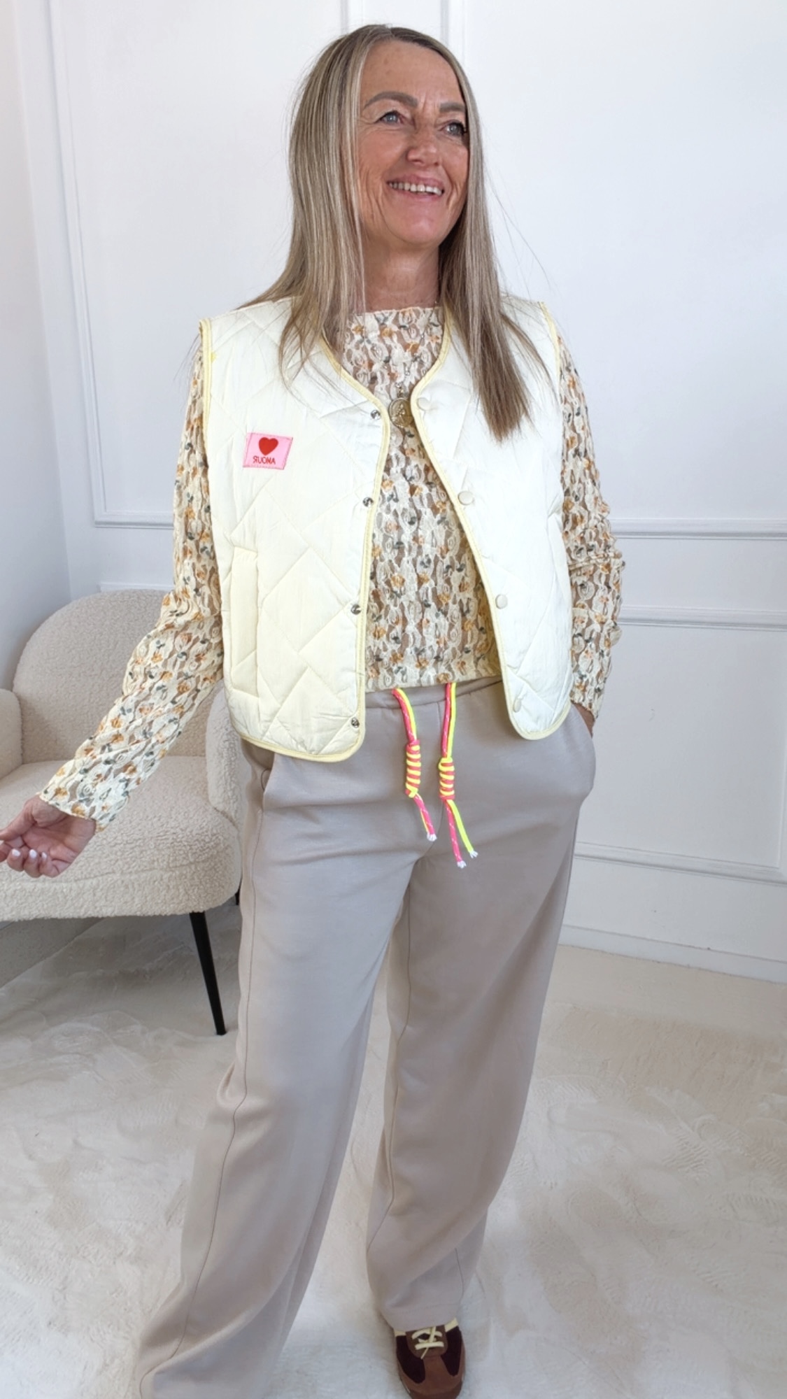 Steppweste „Colette“ UNI MIT AMOUR-PATCH 34-42 Made in Italy