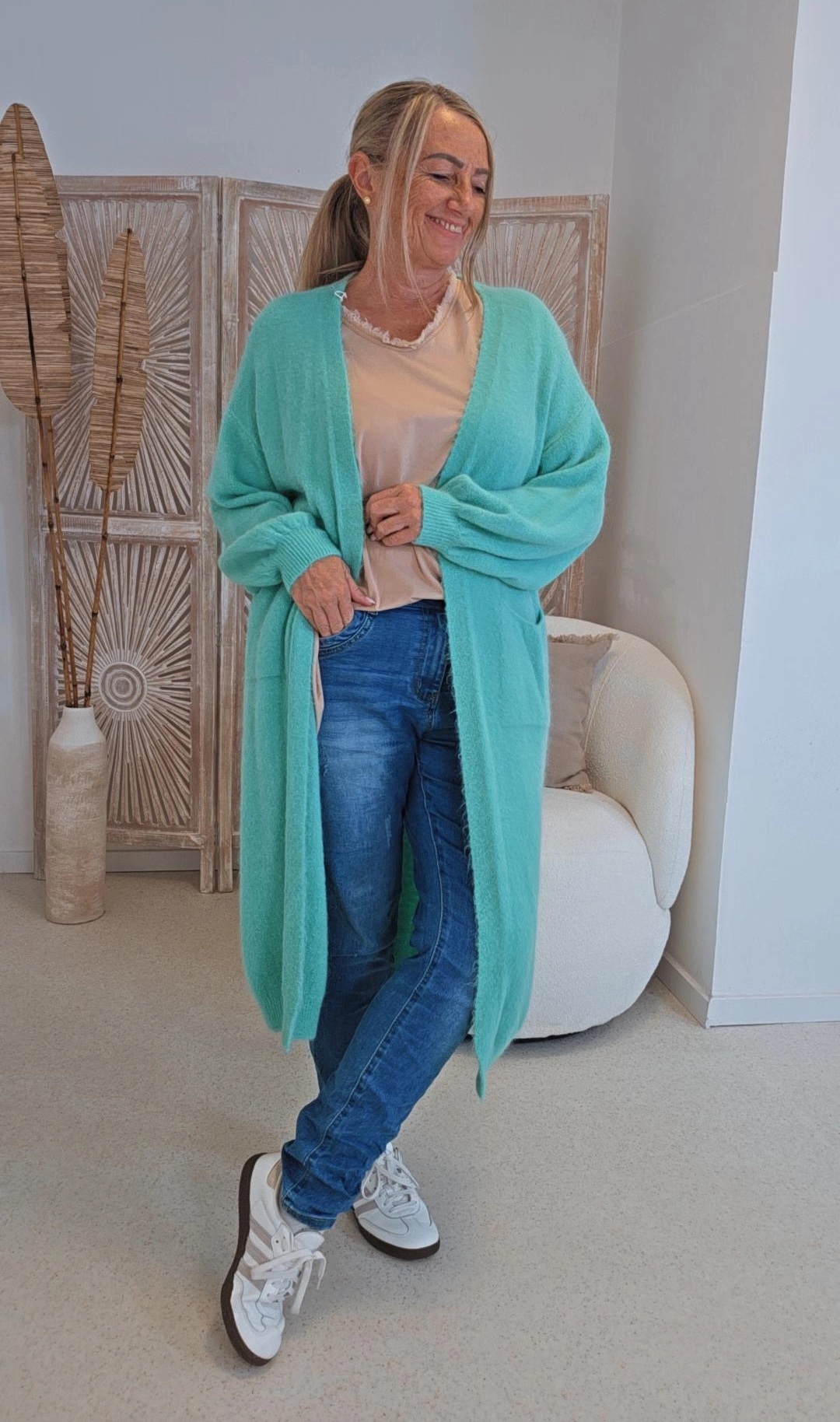 EDLER LANGER ALPAKA STRICK CARDIGAN FRANCESCA Made in Italy 34-44/46