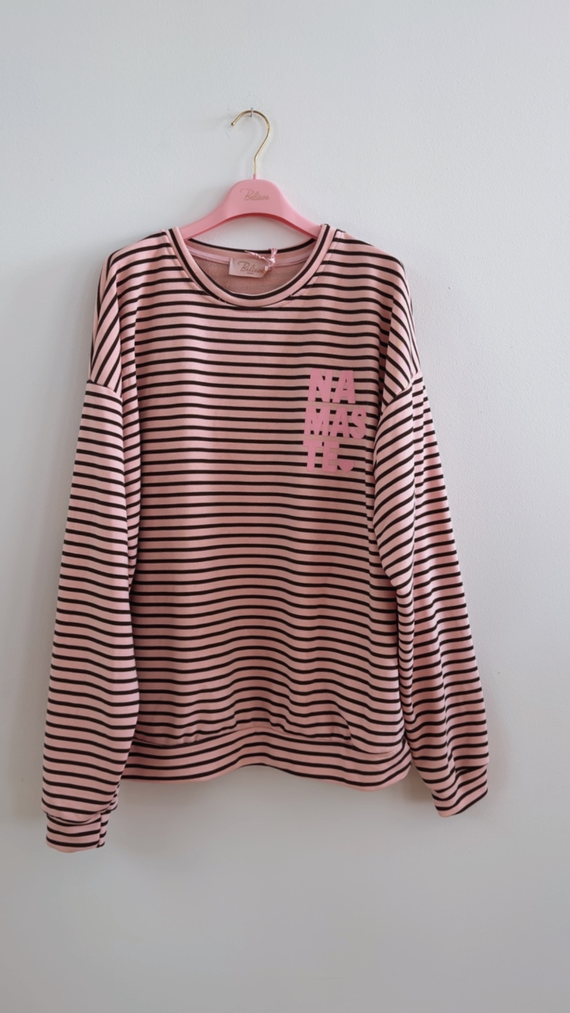 Sweatshirt – Sweater No. SW013 | Streifenlook | Oversize | Made in Italy | passend bis Gr. 42/44