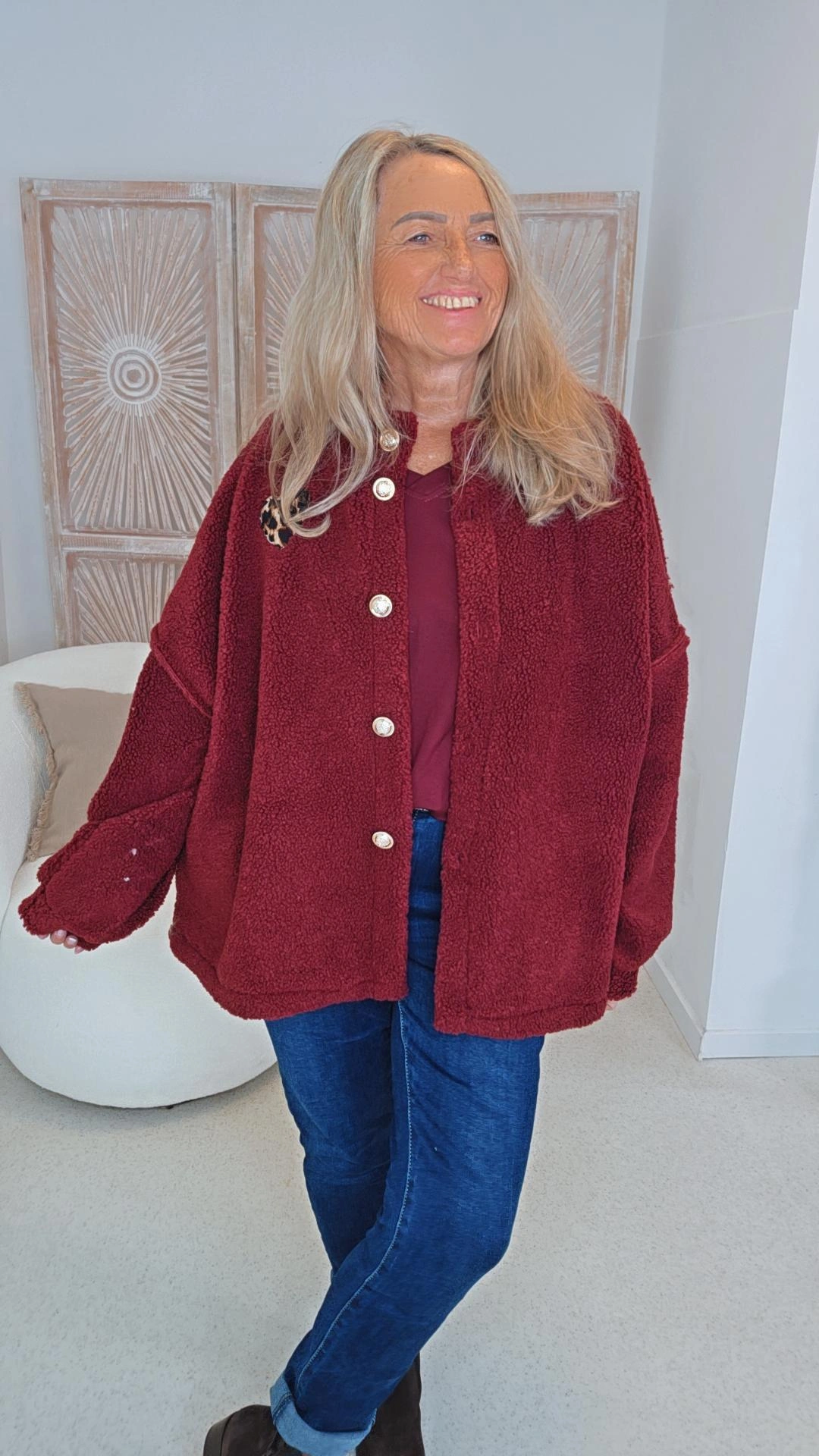 OVERSIZE TEDDY JACKE JANNIKA LEO HEART Made in Italy 36-44/46