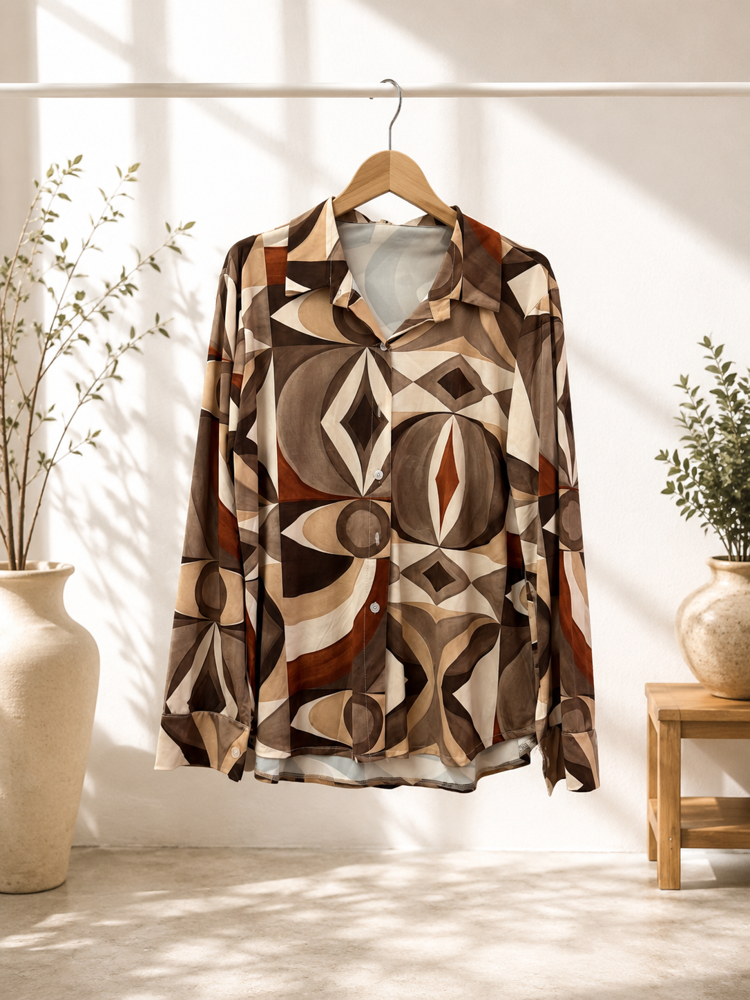 Kofferstoff Bluse Retro Print – No. BL011 | Made in Italy | passt ca. Gr. 34–42