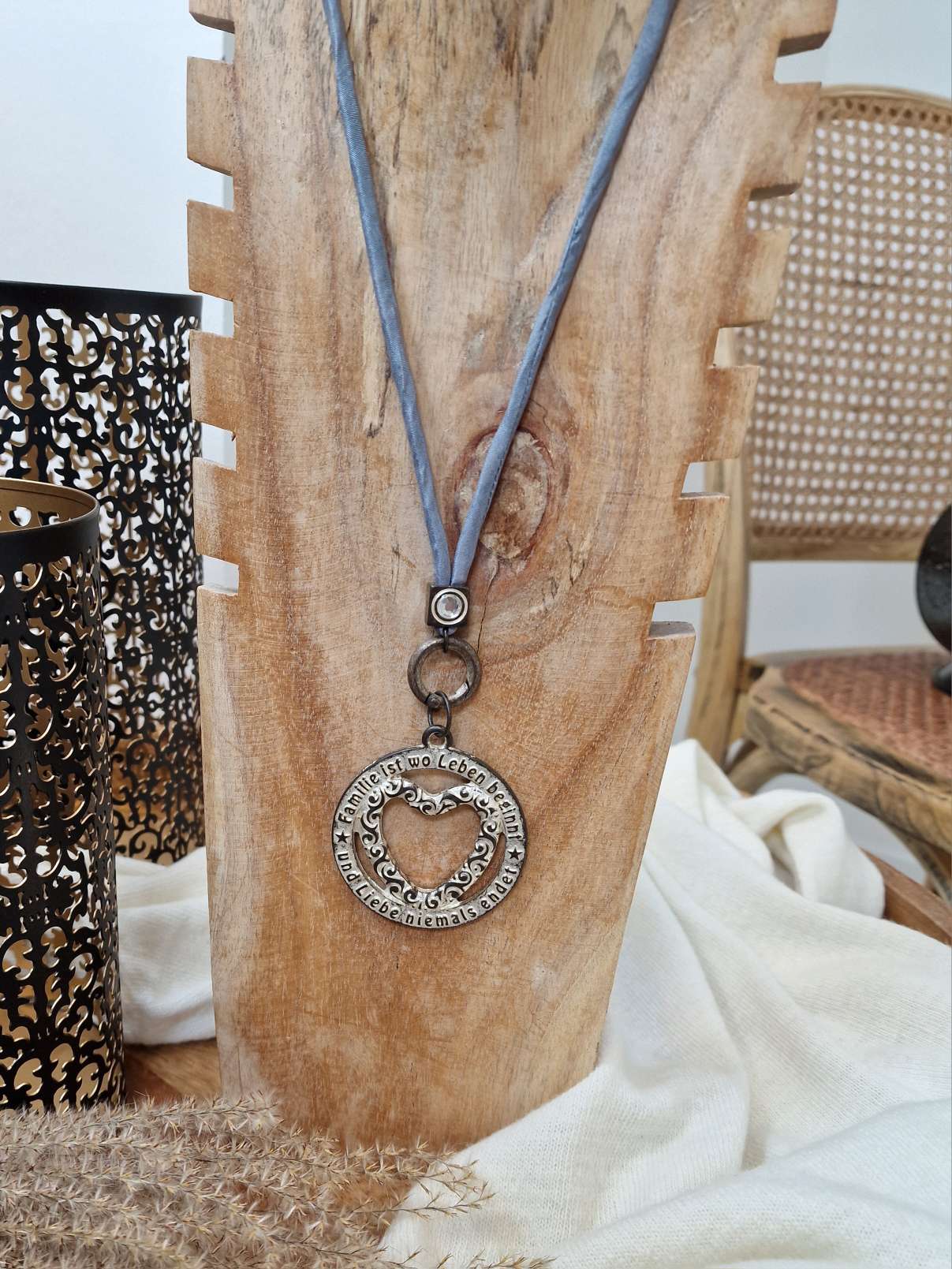NECKLACE FAMILY SAHARA lange Wechselkette Seide GREY Halskette Kette Amulett NECKLACE FAMILY SAHARA lange Wechselkette Seide GREY Halskette Kette Amulett