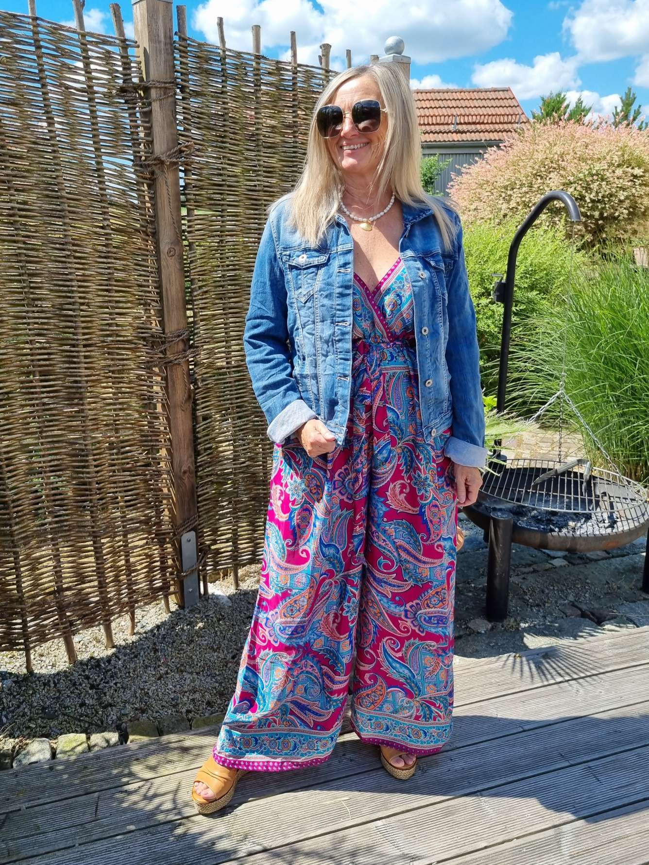 SILK JUMPSUIT MALEDIVE BLAU PINK 1297 34-42 Boho Bohemian Overall Seide SILK JUMPSUIT MALEDIVE BLAU PINK 1297 34-42 Boho Bohemian Overall Seide