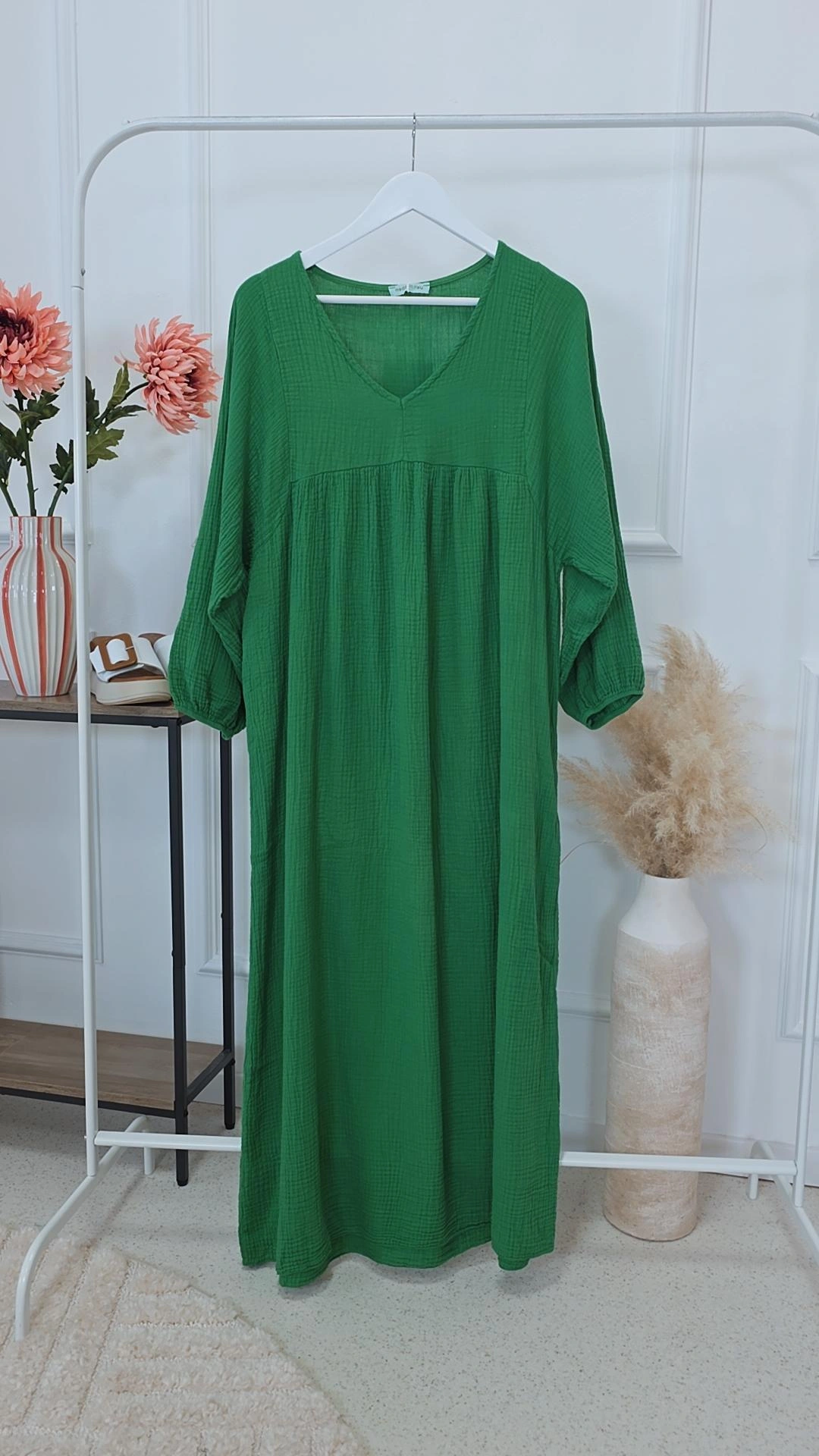 MUSSELIN MAXI DRESS PAROS NEW Made in Italy 34-44/46  Oversize Kleid
