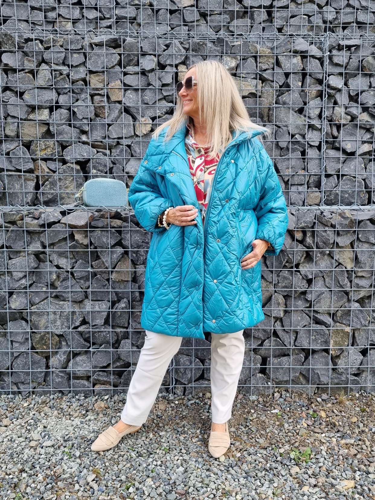 COAT NICOLETTA TÜRKIS Oversize Steppjacke lange Jacke Mantel Italy Style versch. Größen COAT NICOLETTA TÜRKIS Oversize Steppjacke lange Jacke Mantel Italy Style versch. Größen