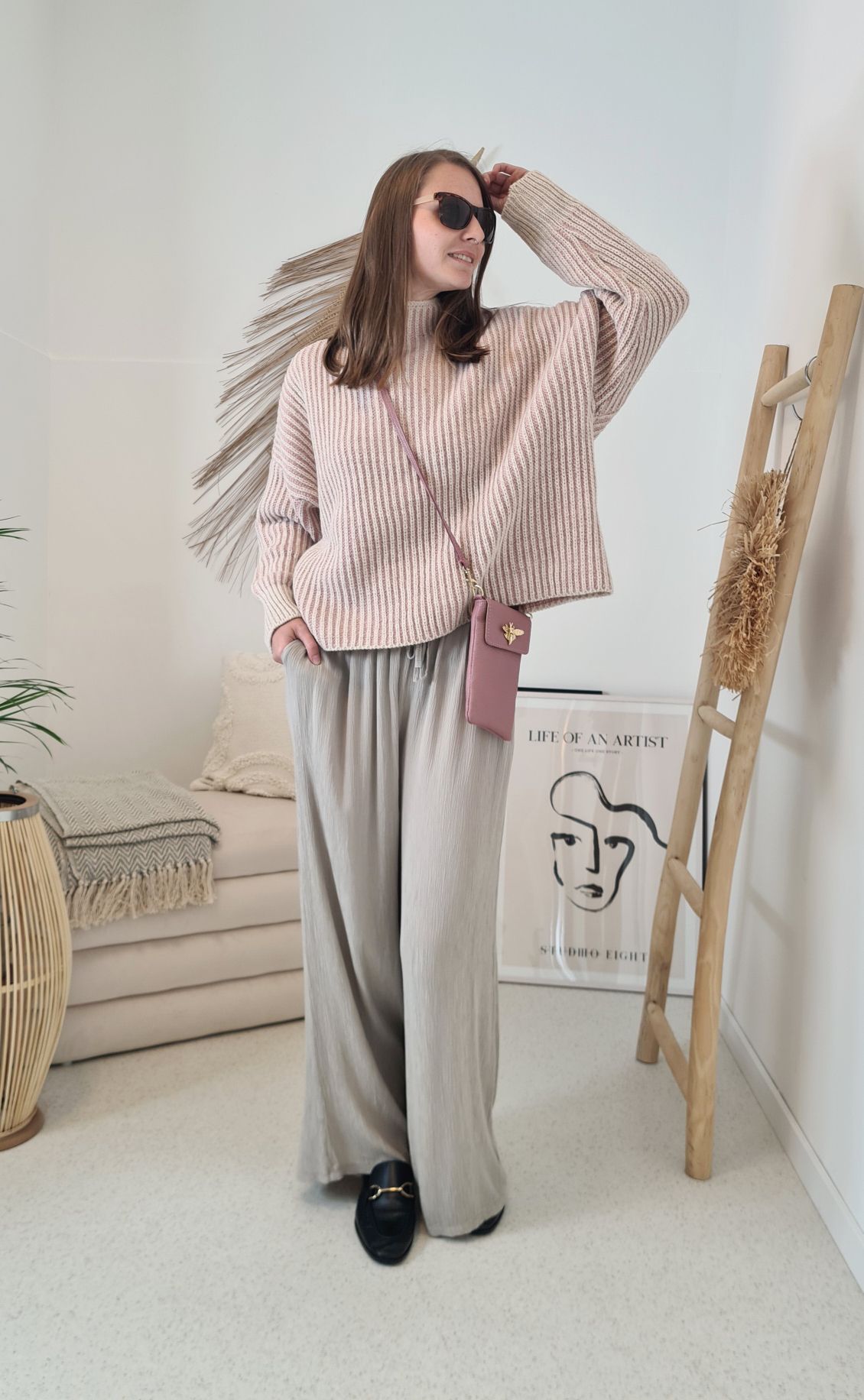 EDLE HOSE INESSA BEIGE Viskose Hose Made in Italy Palazzohose PANT Musselin Art 34-40 EDLE HOSE INESSA BEIGE Viskose Hose Made in Italy Palazzohose PANT Musselin Art 34-40